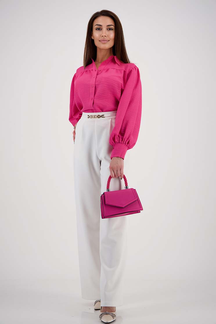 Női ing pink pamutból készült bő szabású bő ujjú 4 - StarShinerS.hu