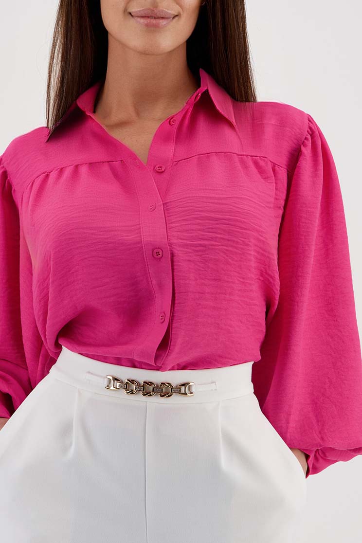 Női ing pink pamutból készült bő szabású bő ujjú 5 - StarShinerS.hu