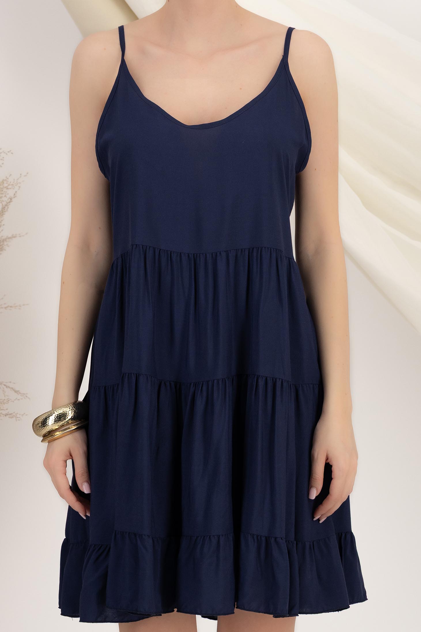 Rochie din viscoza bleumarin scurta in clos cu spatele gol 4 - StarShinerS.ro
