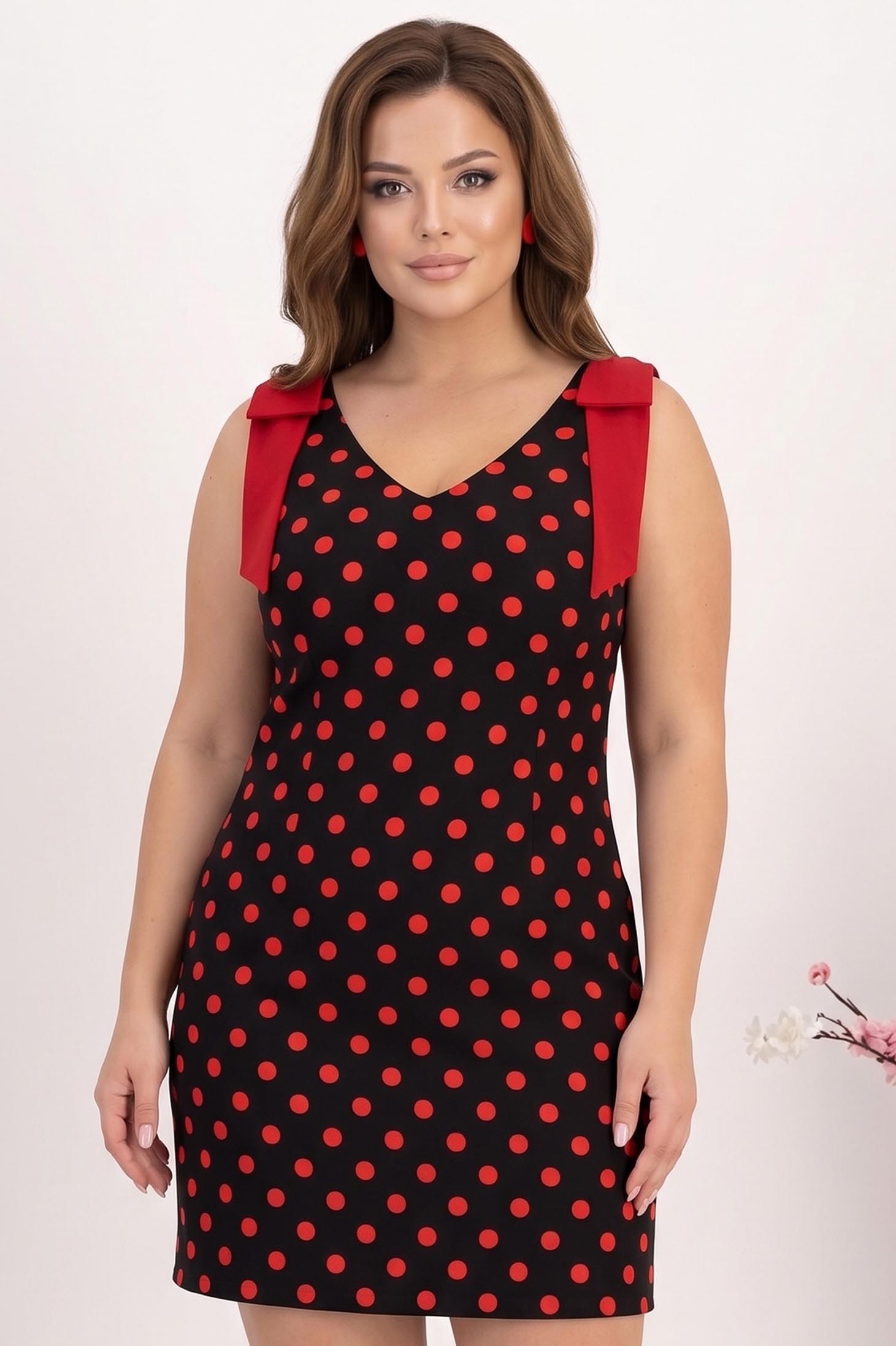 Rochie din bumbac neagra cu buline si croi drept - StarShinerS 2 - StarShinerS.ro