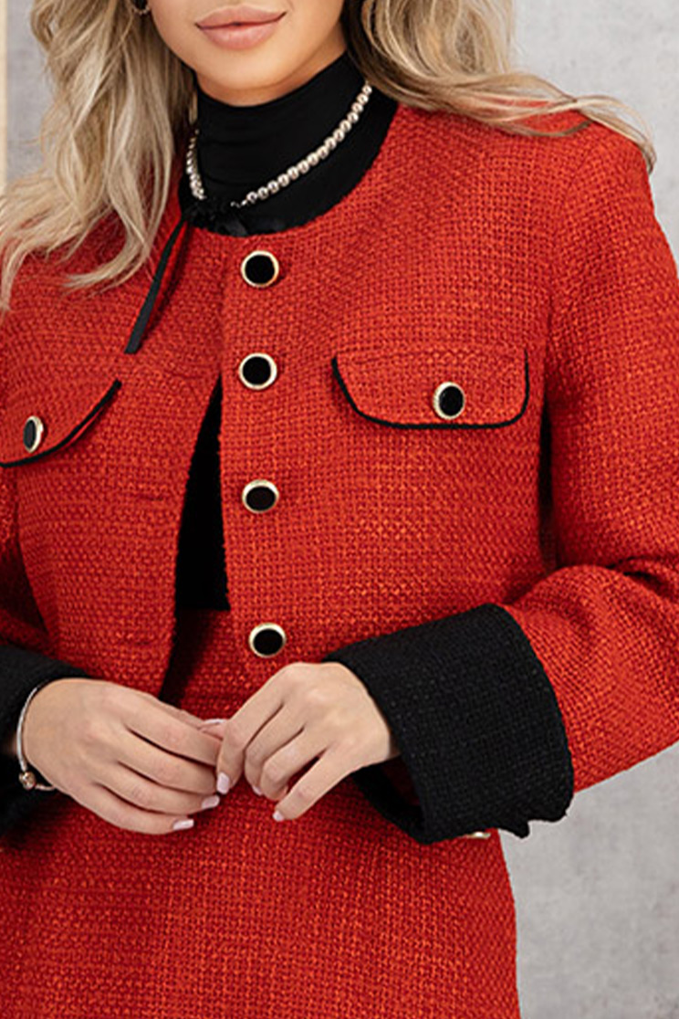 Crven ženska jakna tkanine ravno 7 - StarShinerS.hr