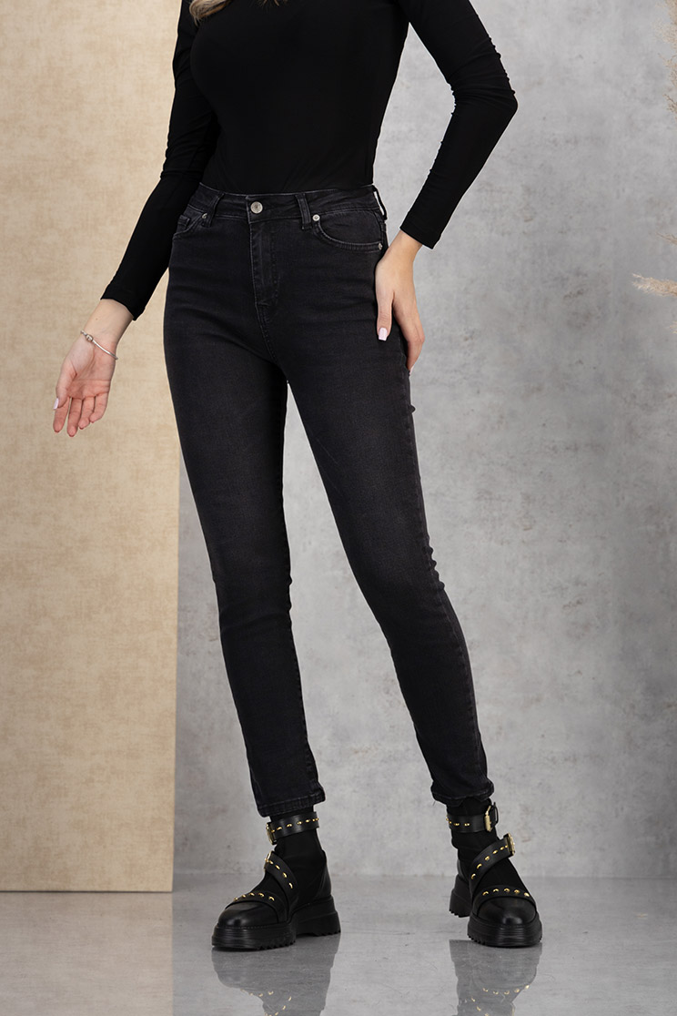 StarShinerS.ro Blugi lungi skinny negri cu talie inalta