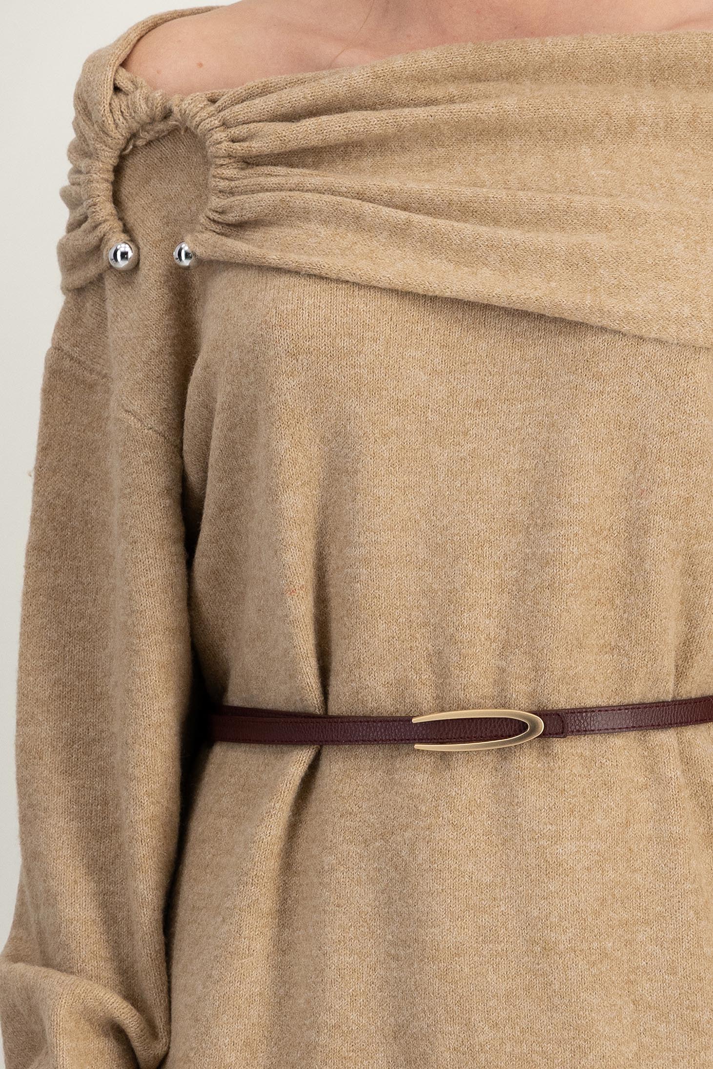 Bežový šaty krátký široké pletení 6 - StarShinerS.cz