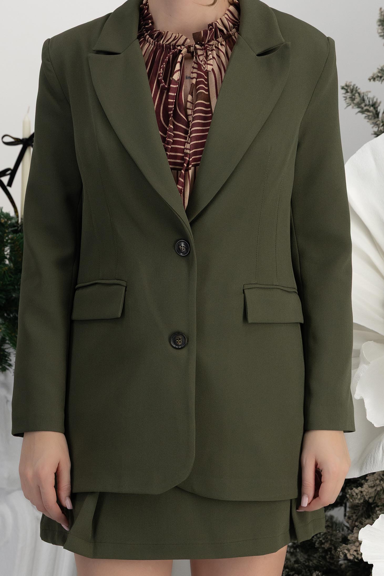 Khaki zöld női kosztüm rugalmas szövet 4 - StarShinerS.hu