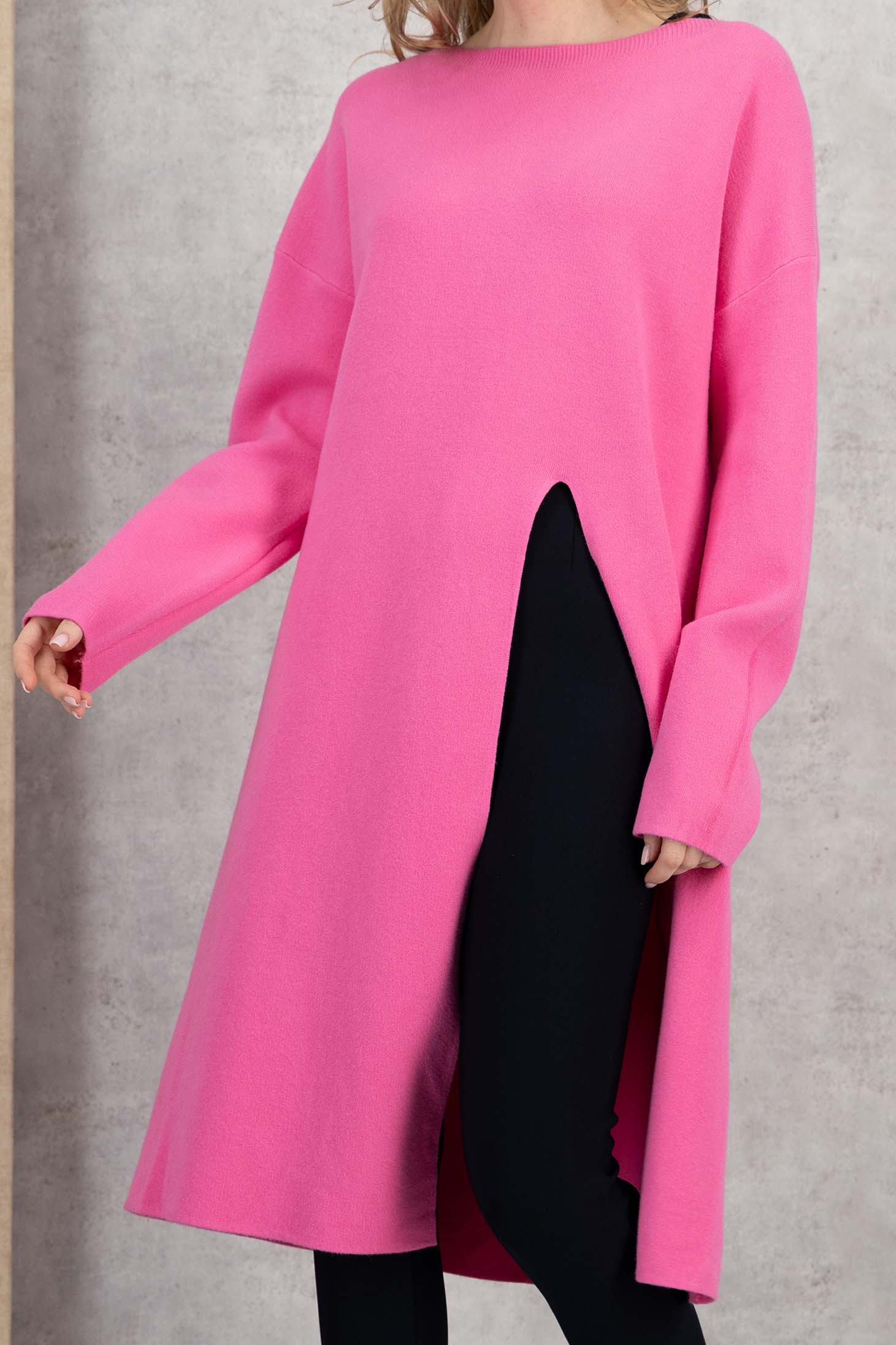 Pink pulóver kötött bő szabású hosszú 5 - StarShinerS.hu