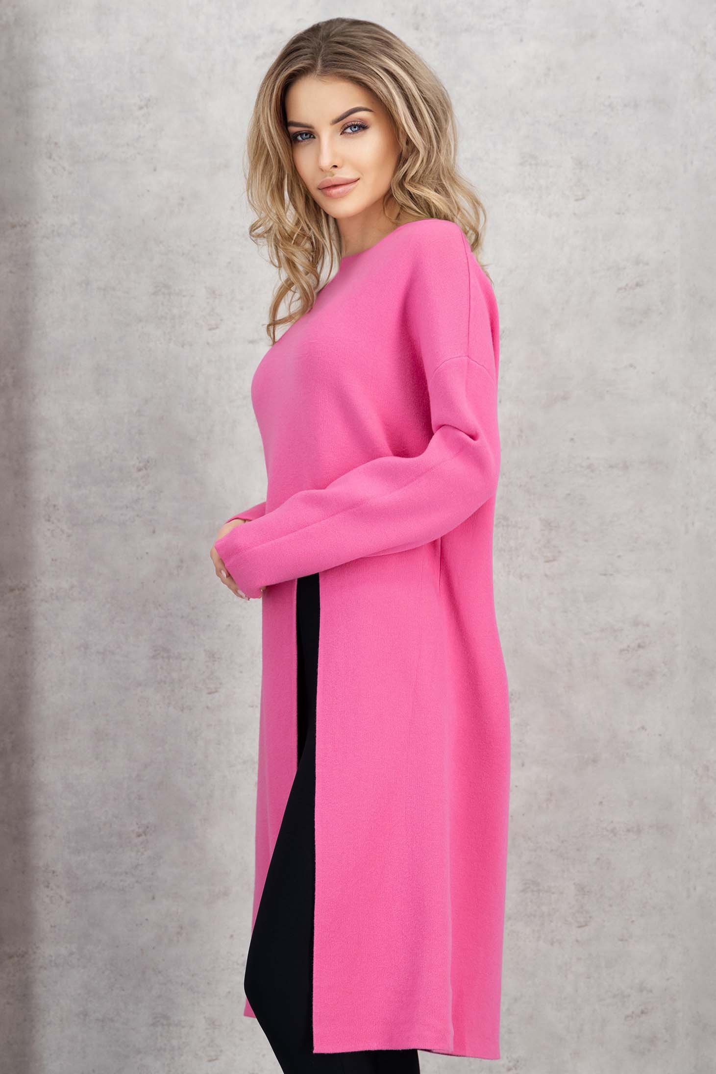 Pink pulóver kötött bő szabású hosszú 2 - StarShinerS.hu