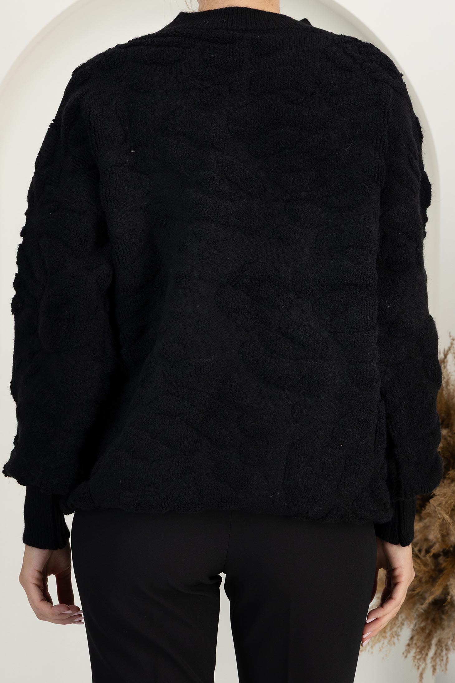 Fekete pulóver kötött bő szabású 5 - StarShinerS.hu