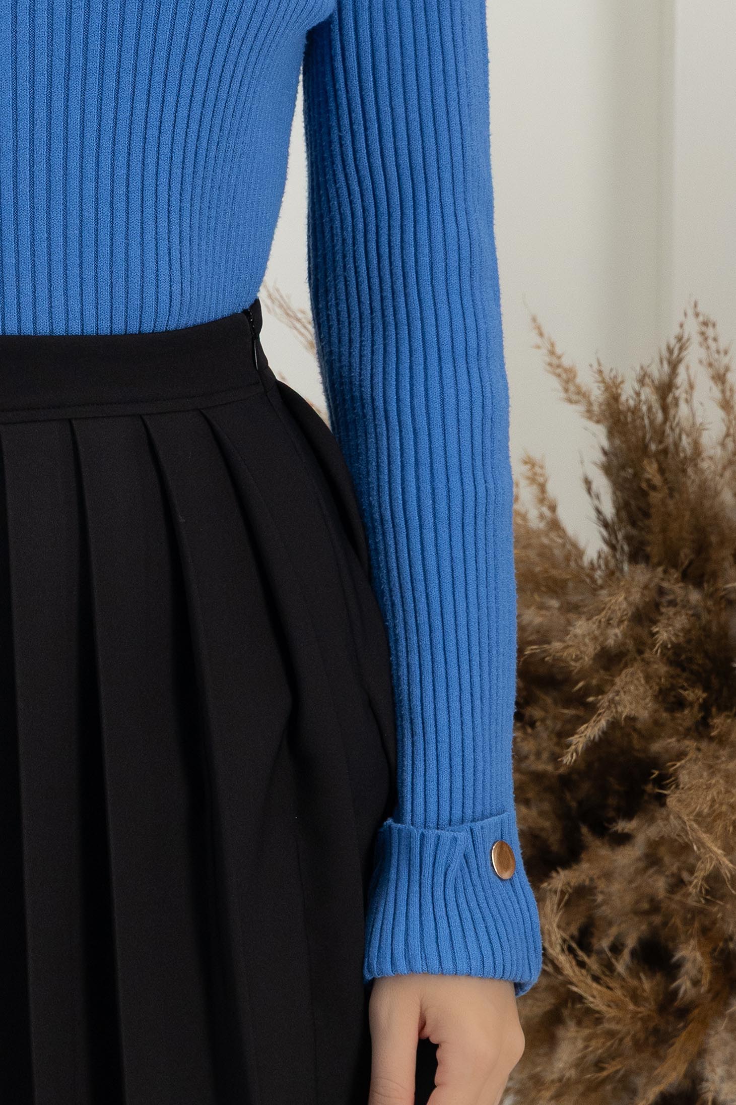 Plava damski džemperi pletenje lijevanim 6 - StarShinerS.hr