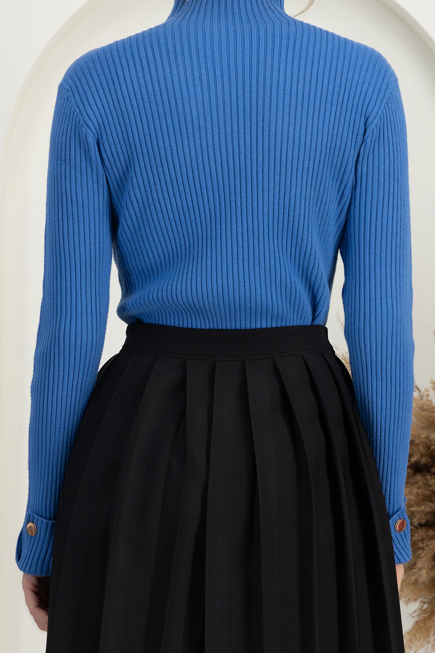 Plava damski džemperi pletenje lijevanim 5 - StarShinerS.hr