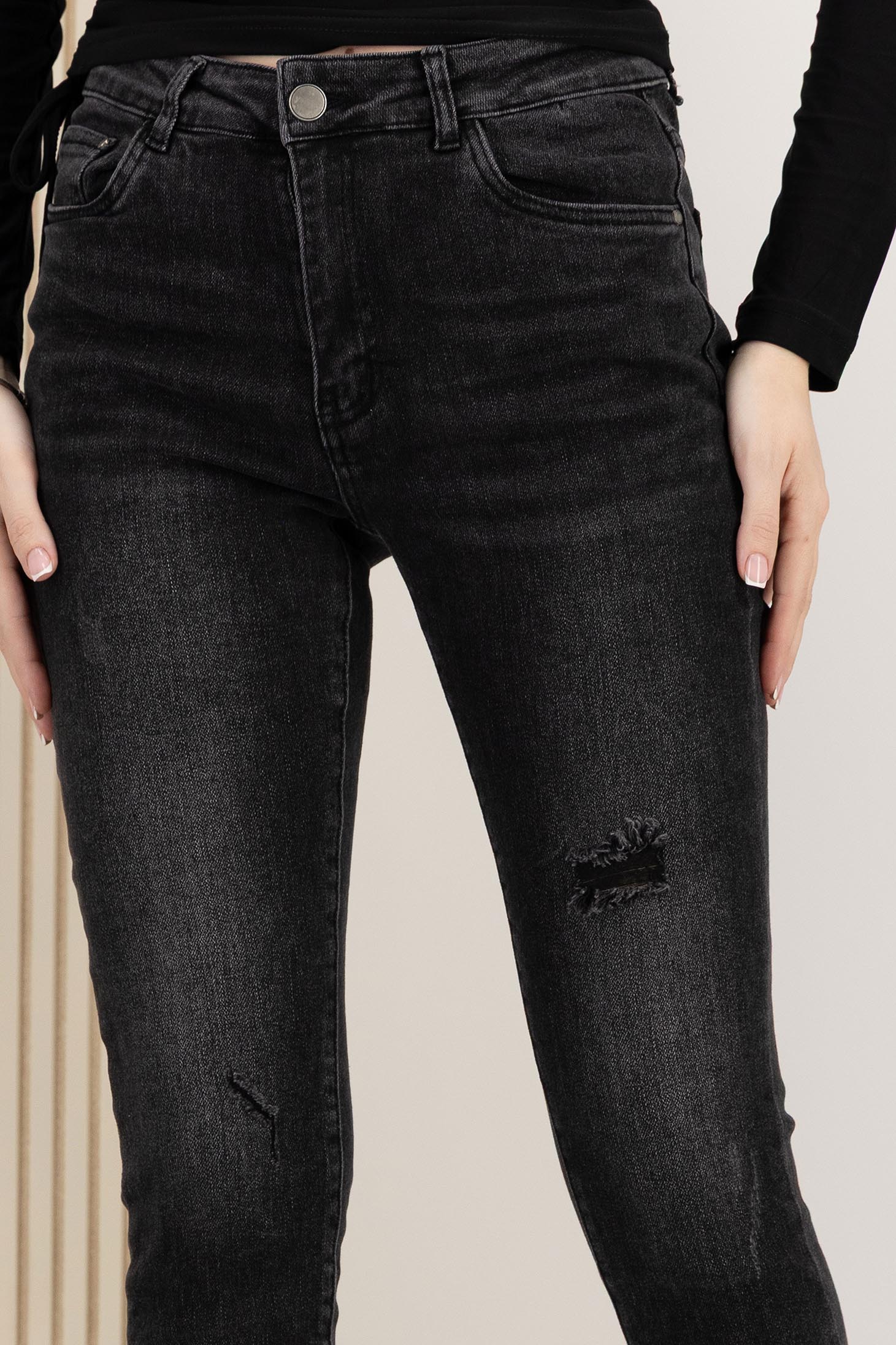 Blugi lungi negri skinny cu talie inalta 5 - StarShinerS.ro