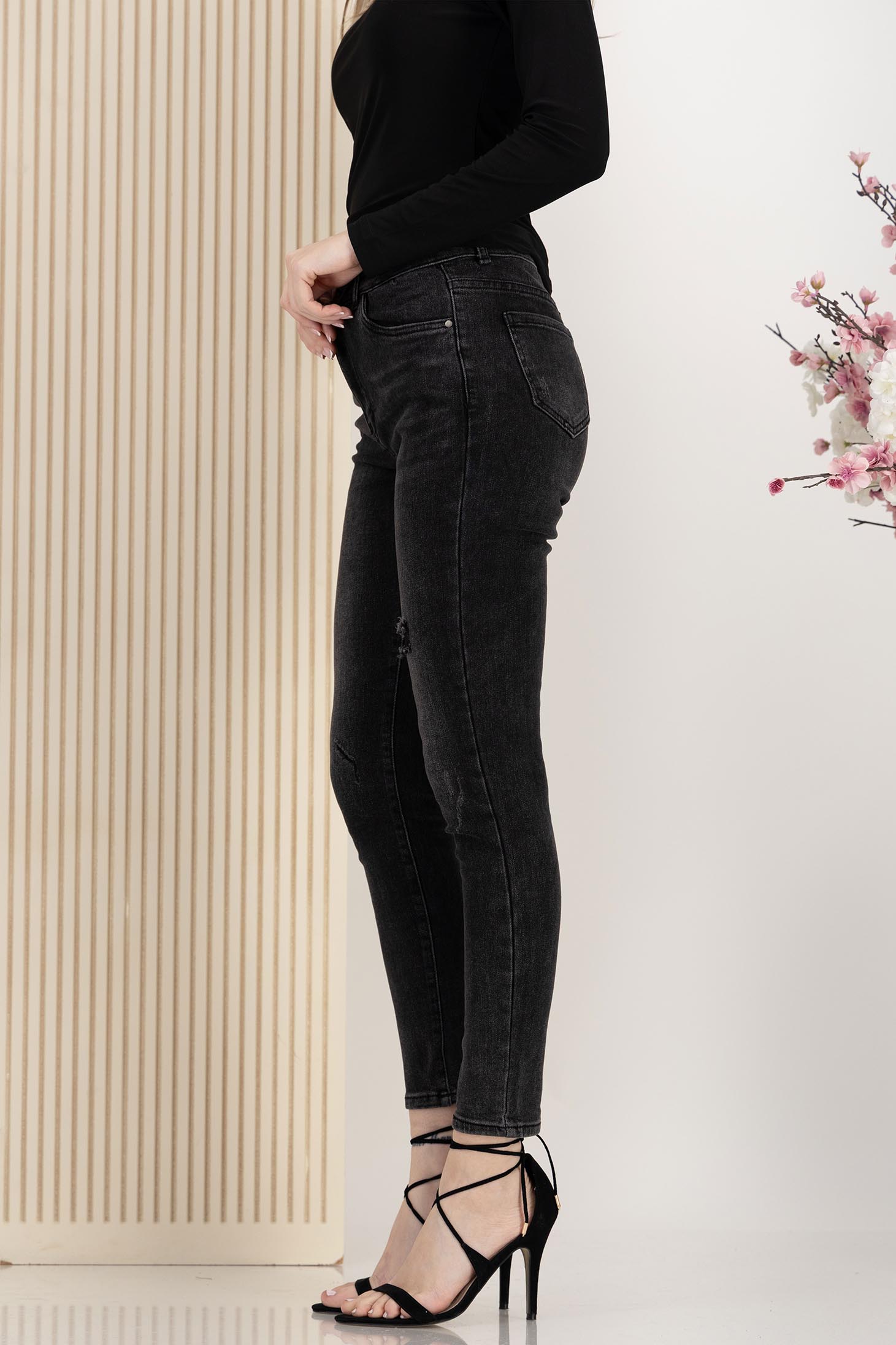 Blugi lungi negri skinny cu talie inalta 3 - StarShinerS.ro