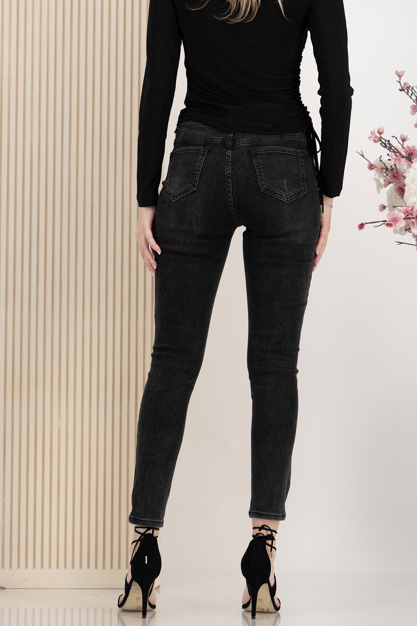Blugi lungi negri skinny cu talie inalta 4 - StarShinerS.ro