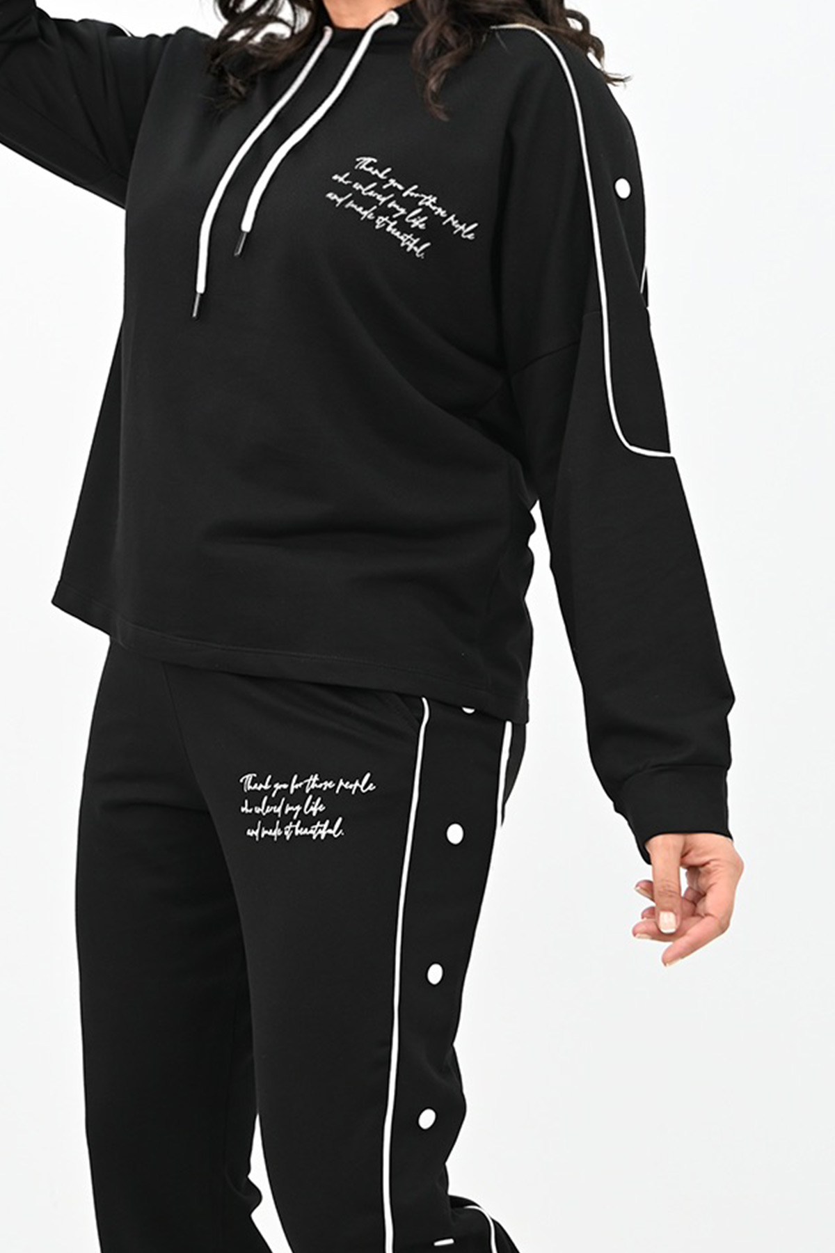Trening din bumbac negru cu croi larg si elastic in talie 5 - StarShinerS.ro