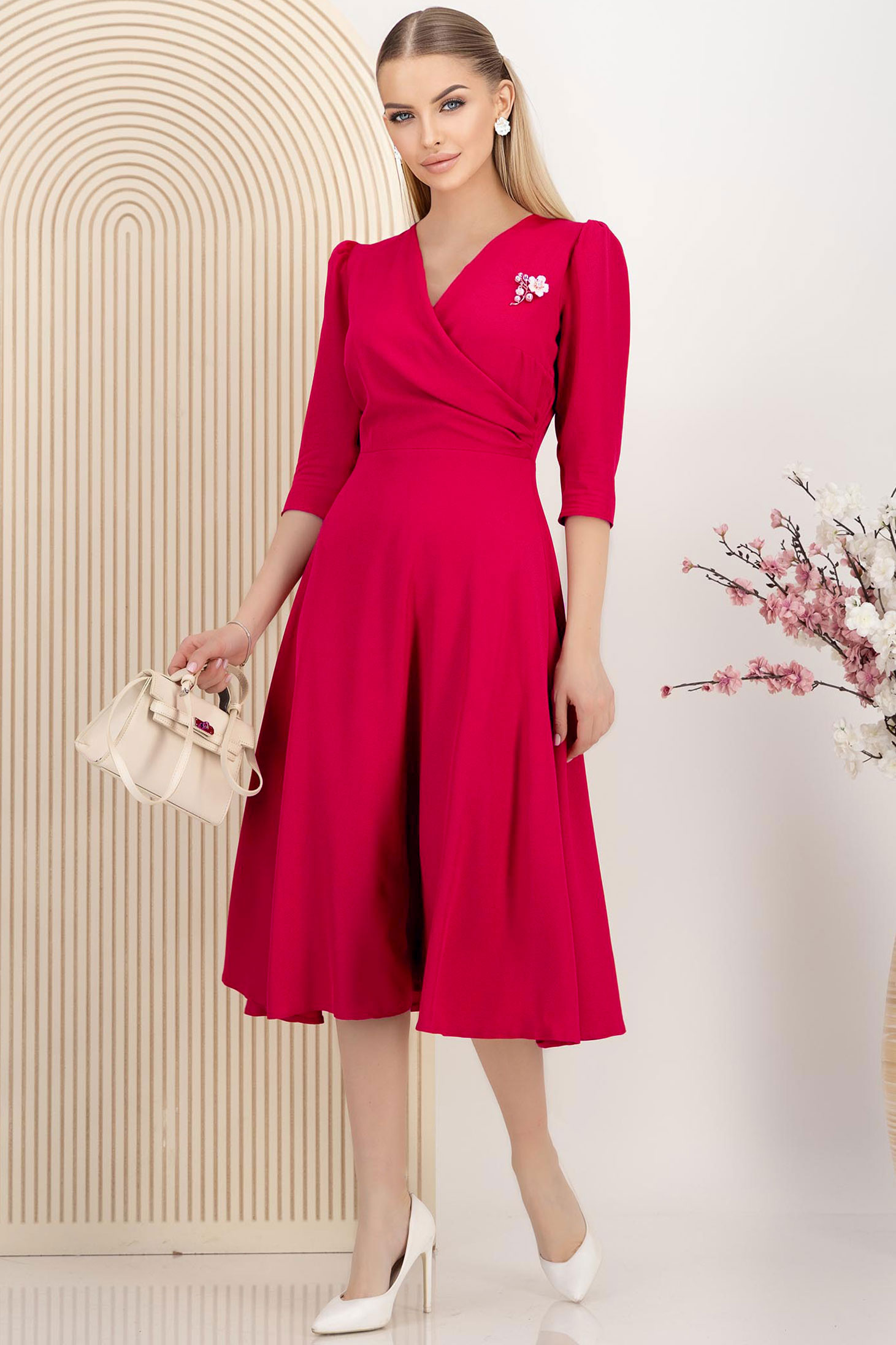 StarShinerS fuksija haljina midi cloche georgette 3 - StarShinerS.hr