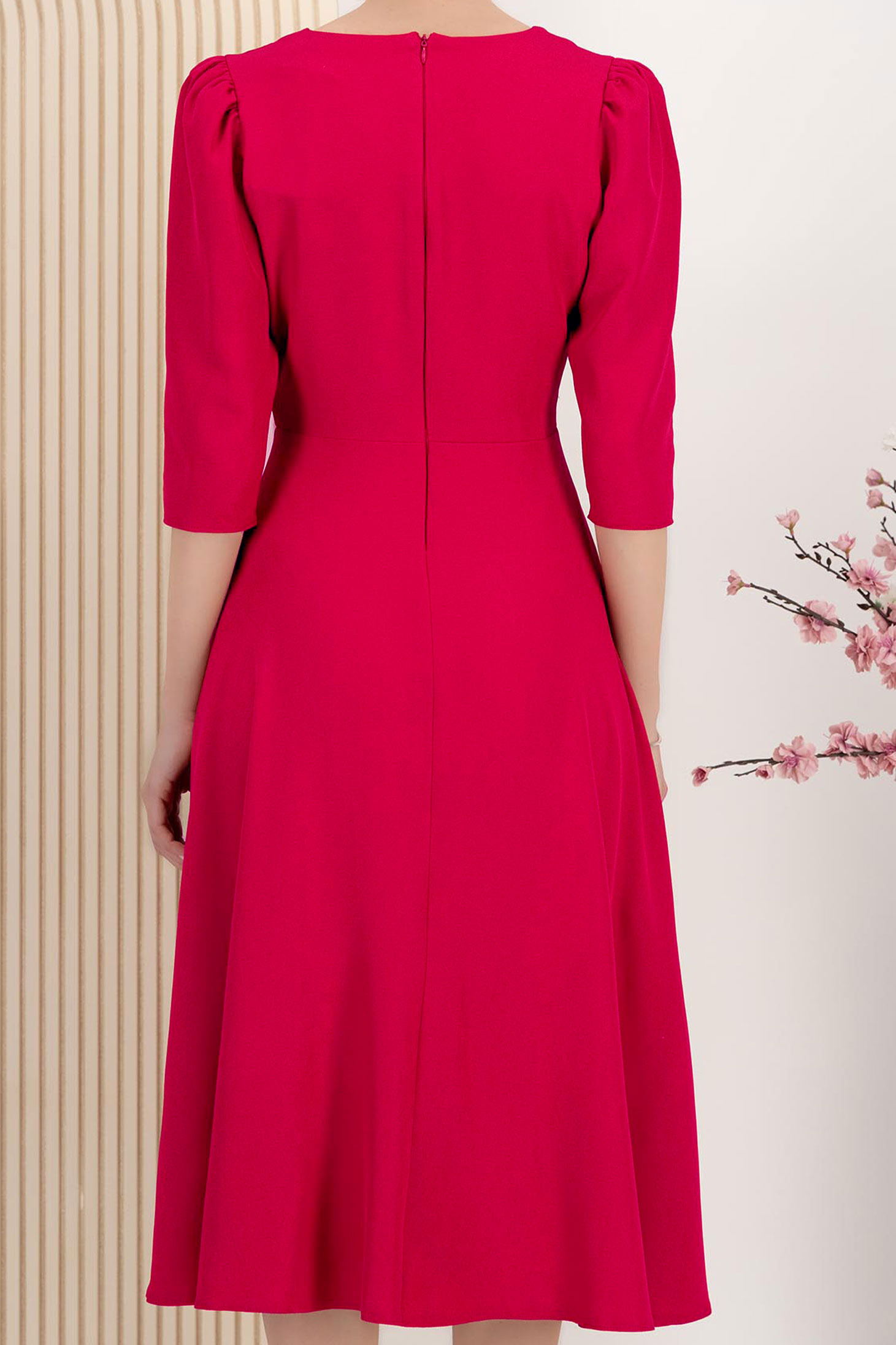 StarShinerS fuksija haljina midi cloche georgette 6 - StarShinerS.hr