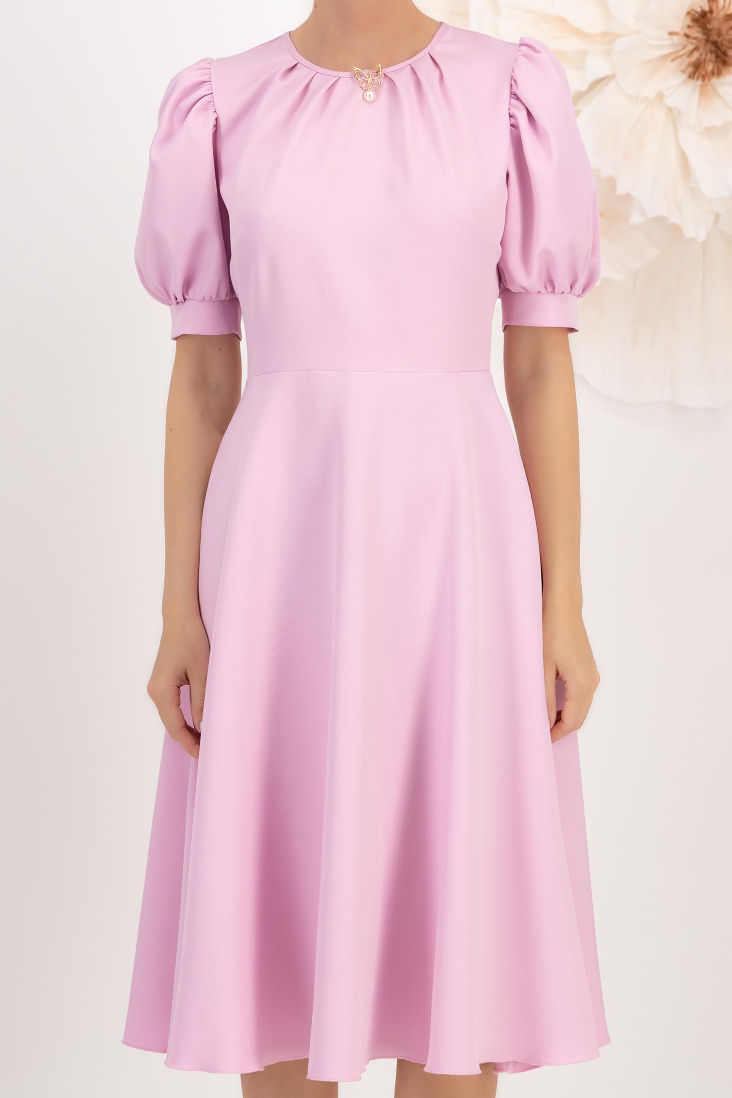Pink rugalmas szövet midi ruha harang 4 - StarShinerS.hu