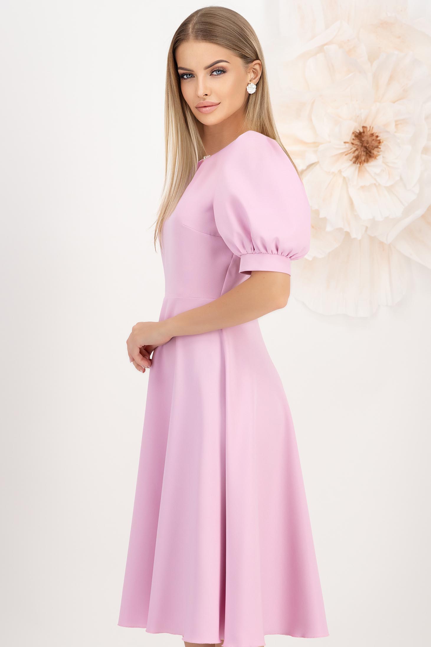 Pink rugalmas szövet midi ruha harang 2 - StarShinerS.hu