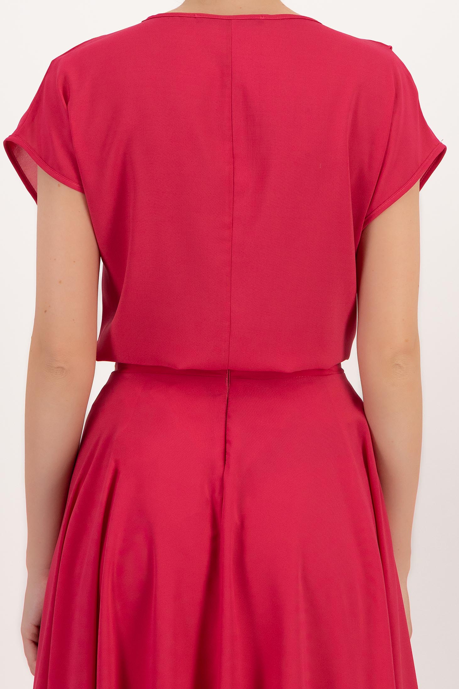 Bluza dama din voal fuchsia cu croi larg si volanas asimetric frontal  - StarShinerS 5 - StarShinerS.ro