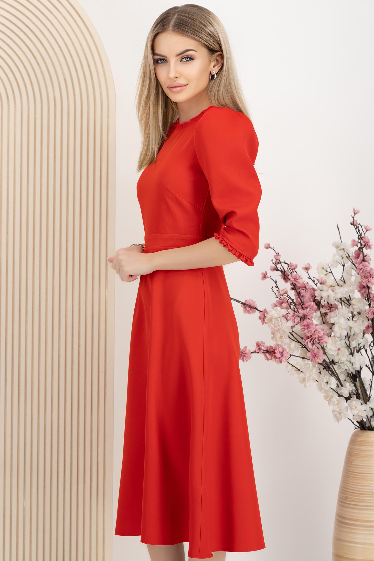 StarShinerS crven haljina midi cloche tkanine 2 - StarShinerS.hr