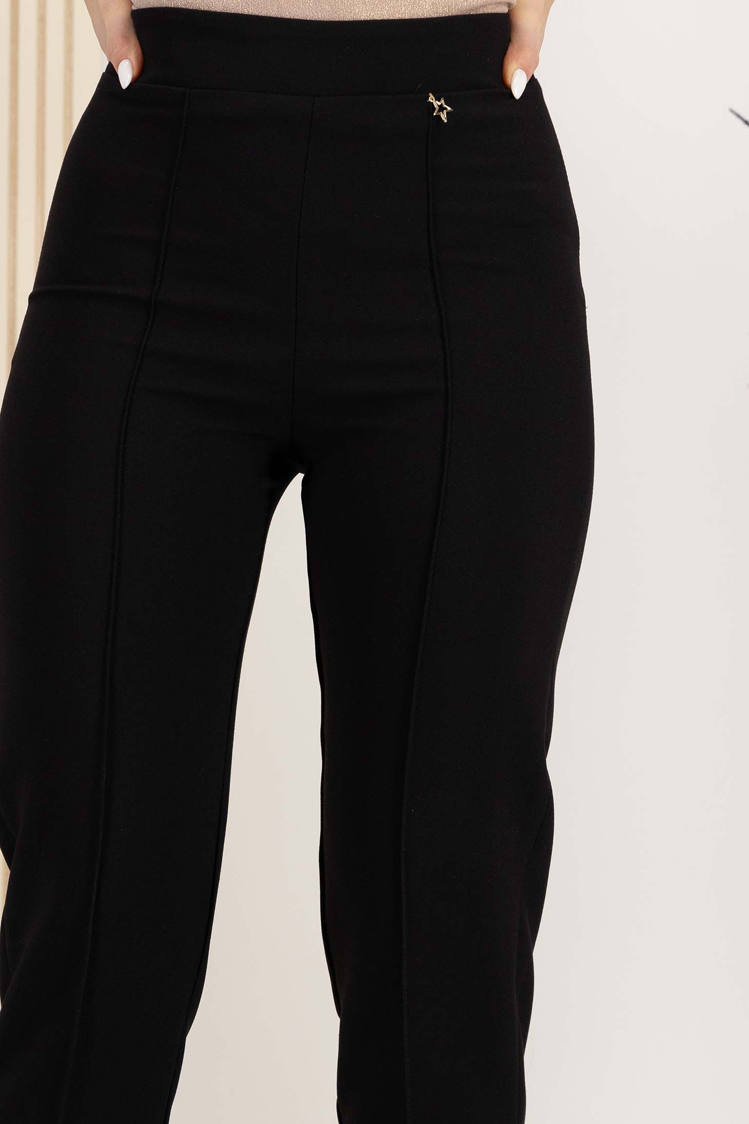 Pantaloni lungi din stofa premium elastica negri conici cu talie inalta - StarShinerS 4 - StarShinerS.ro