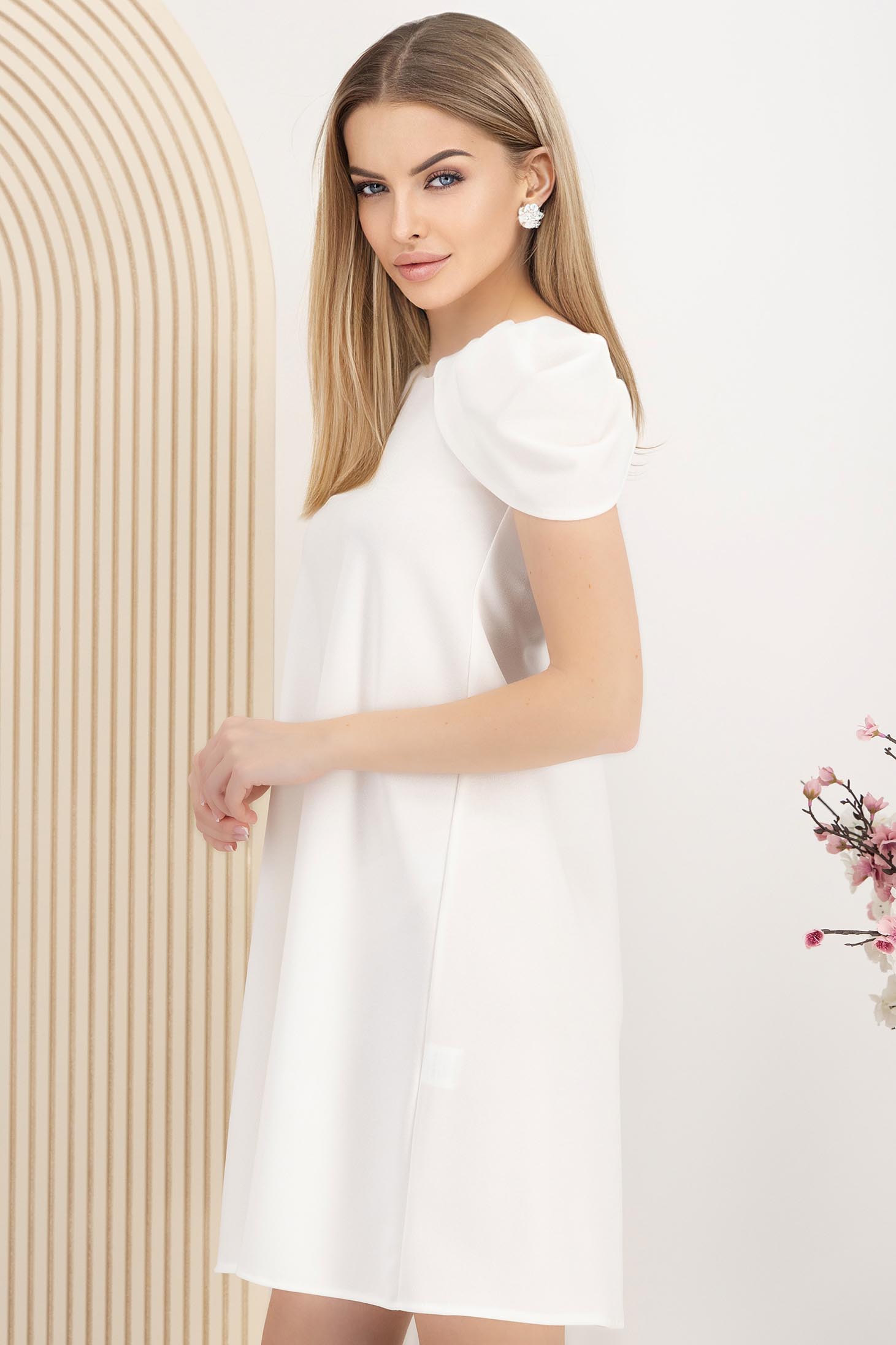 Rochie din crep alb scurta cu croi larg - StarShinerS 2 - StarShinerS.ro