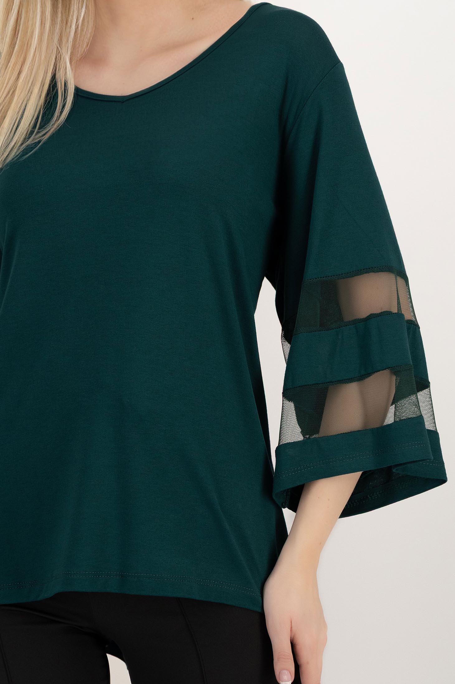 Bluza dama din lycra verde-inchis cu croi larg si maneci decorative 5 - StarShinerS.ro