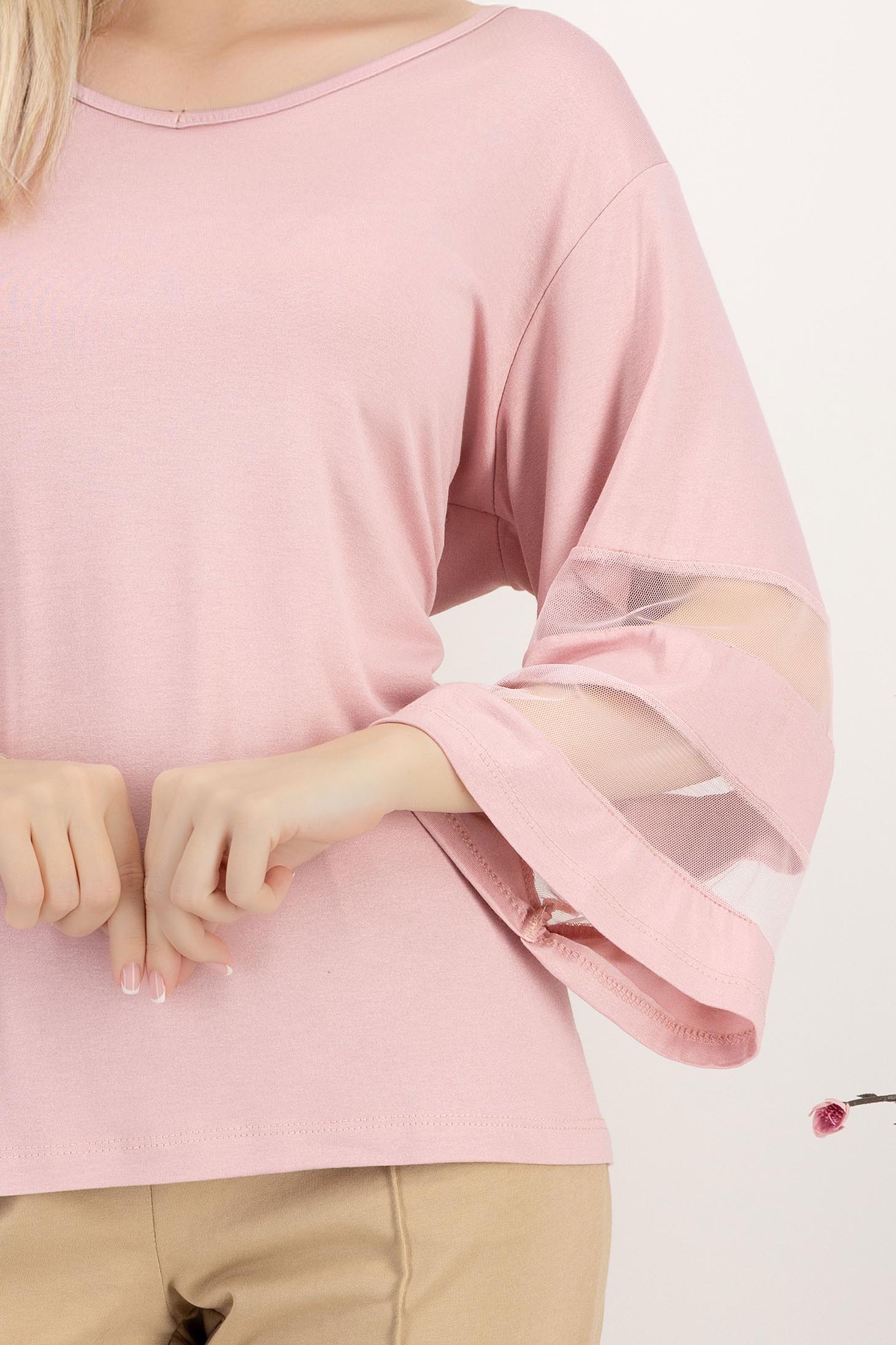 Púder rózsaszín női blúz lycra bő szabású 4 - StarShinerS.hu