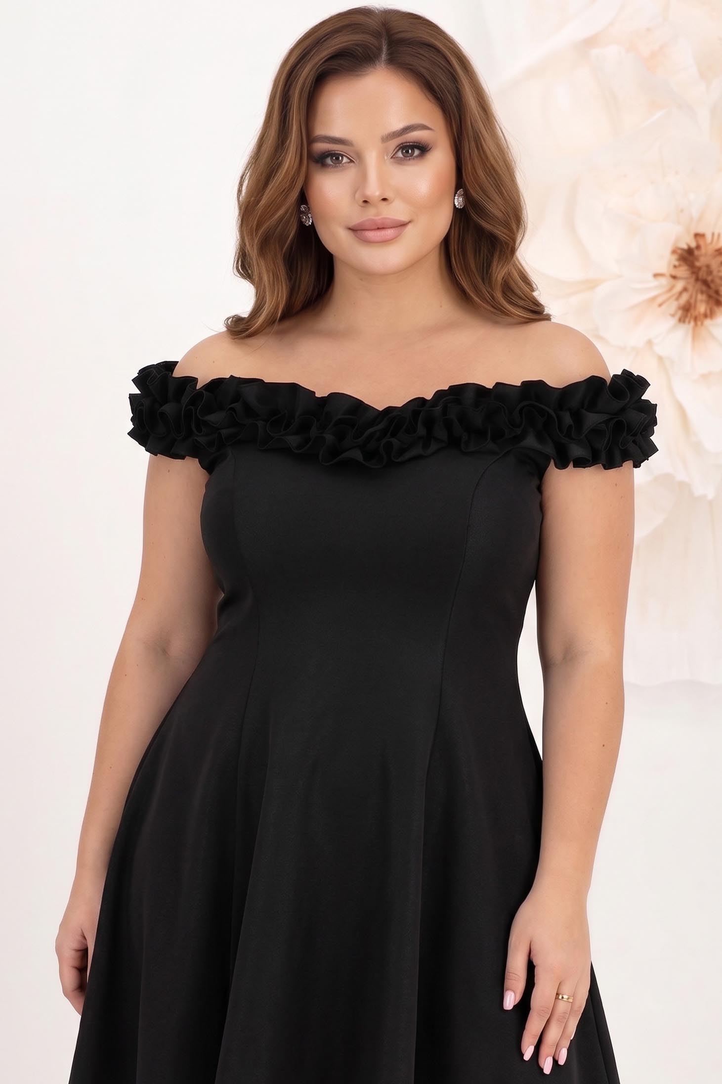 Rochie neagra cu sclipici scurta in clos cu volanase - StarShinerS 1 - StarShinerS.ro