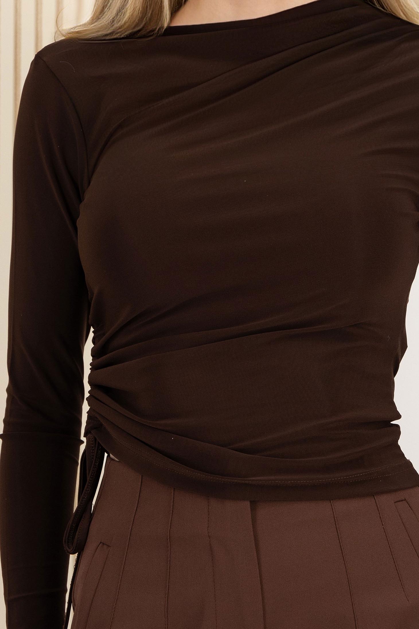Sötétbarna női blúz szűk szabású lycra 5 - StarShinerS.hu