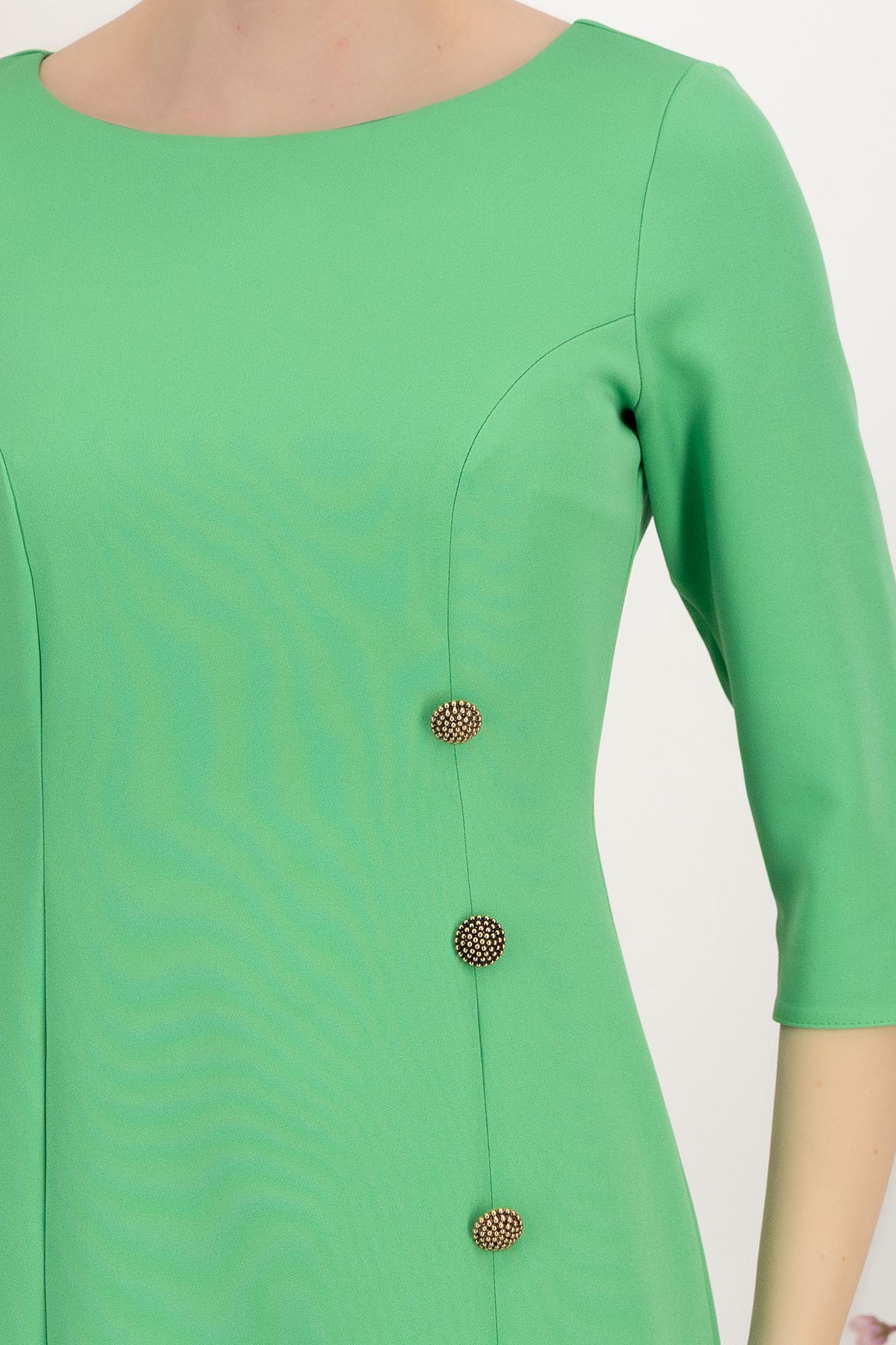 Rochie din stofa elastica verde-deschis scurta tip creion cu nasturi decorativi - StarShinerS 6 - StarShinerS.ro