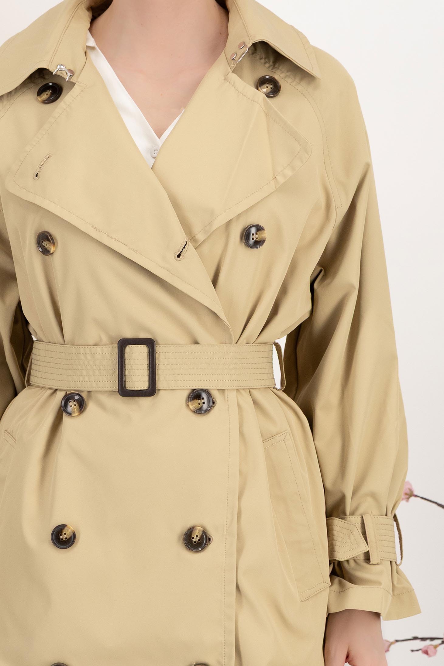 Trench lung din fas bej cu croi larg accesorizat cu cordon 7 - StarShinerS.ro