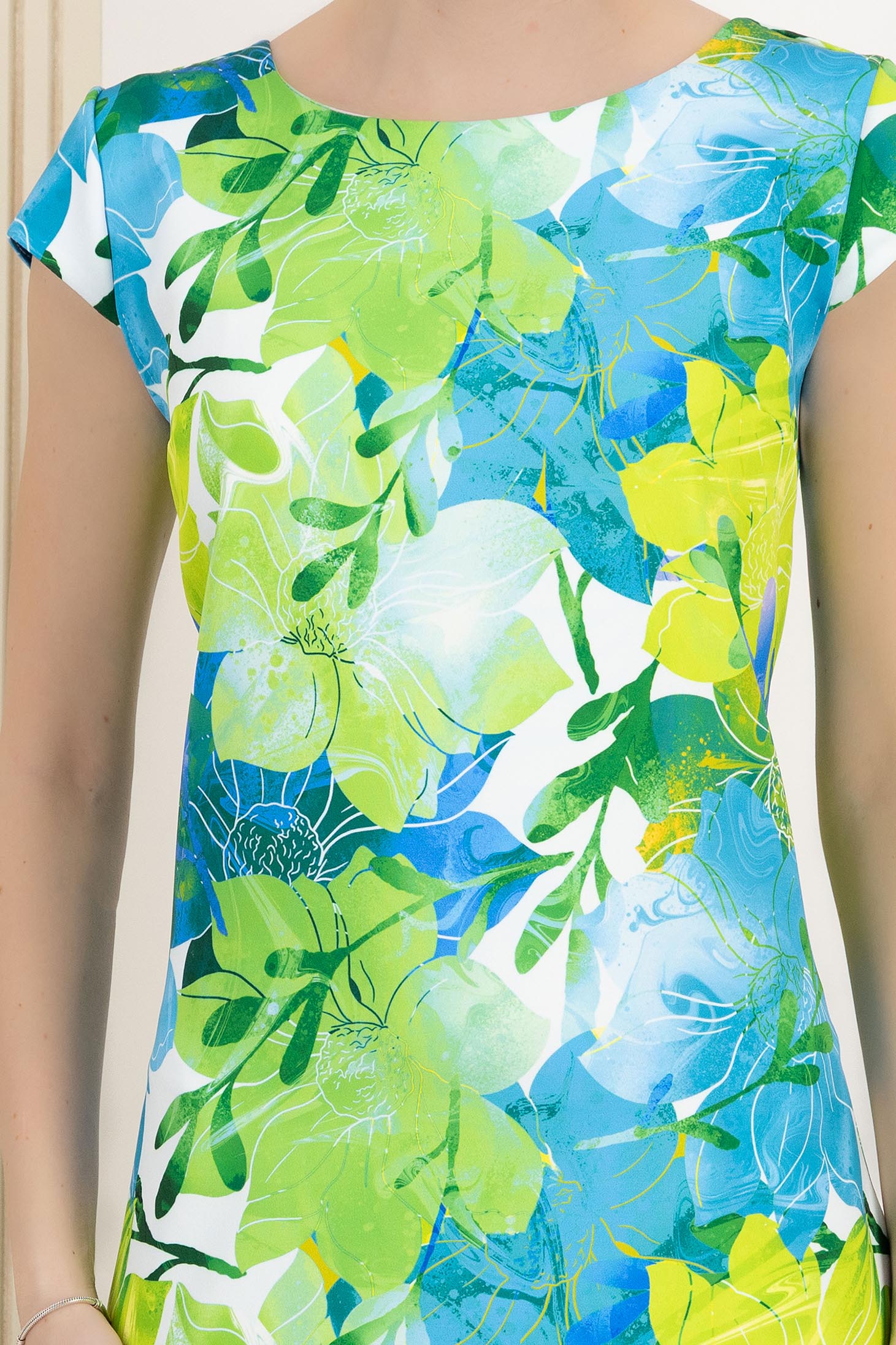 Rochie din stofa elastica verde scurta cu un croi drept 6 - StarShinerS.ro