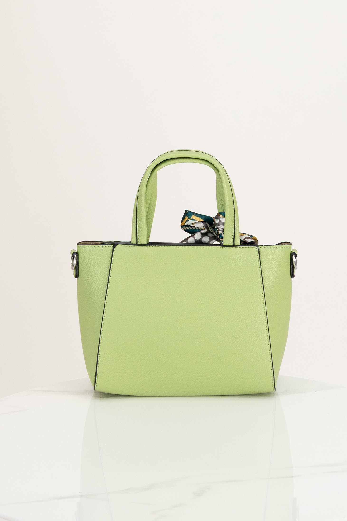 Geanta dama din piele ecologica verde-deschis accesorizata cu esarfa 3 - StarShinerS.ro