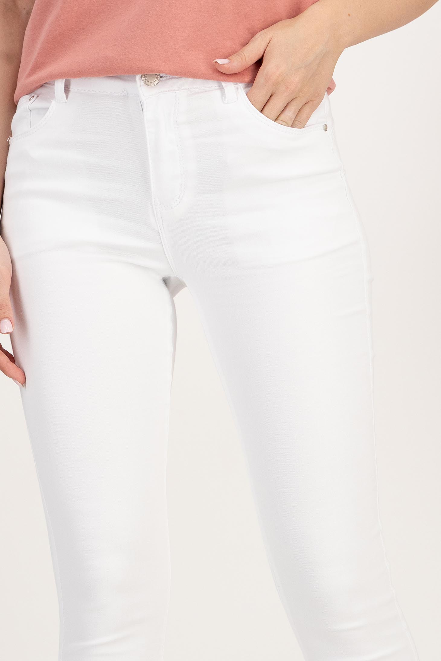 Blugi lungi skinny albi cu talie inalta si efect push-up 5 - StarShinerS.ro