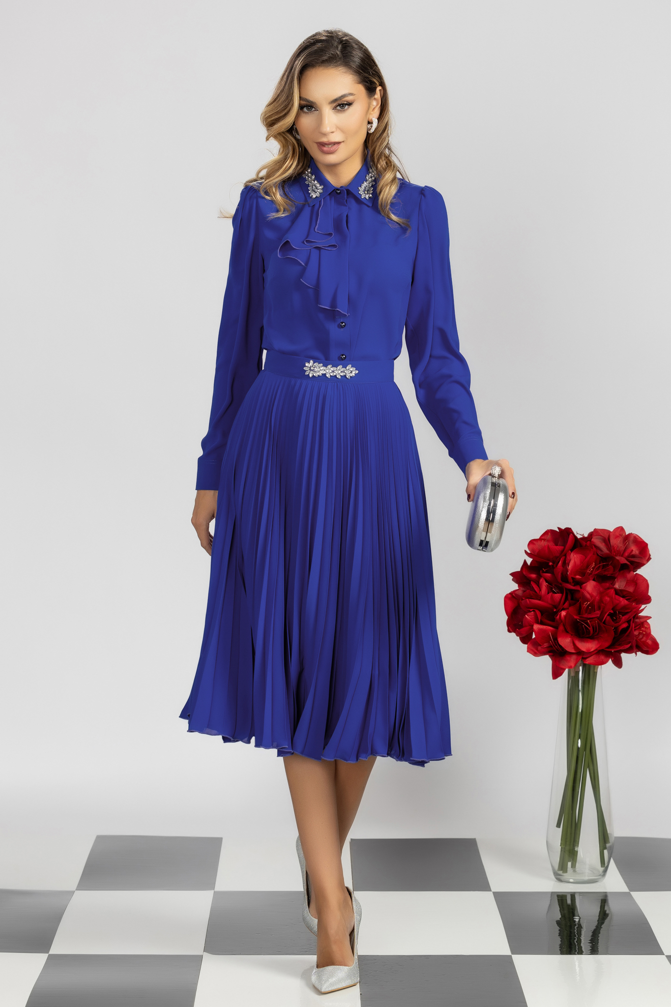 Plava suknja veo midi cloche 6 - StarShinerS.hr