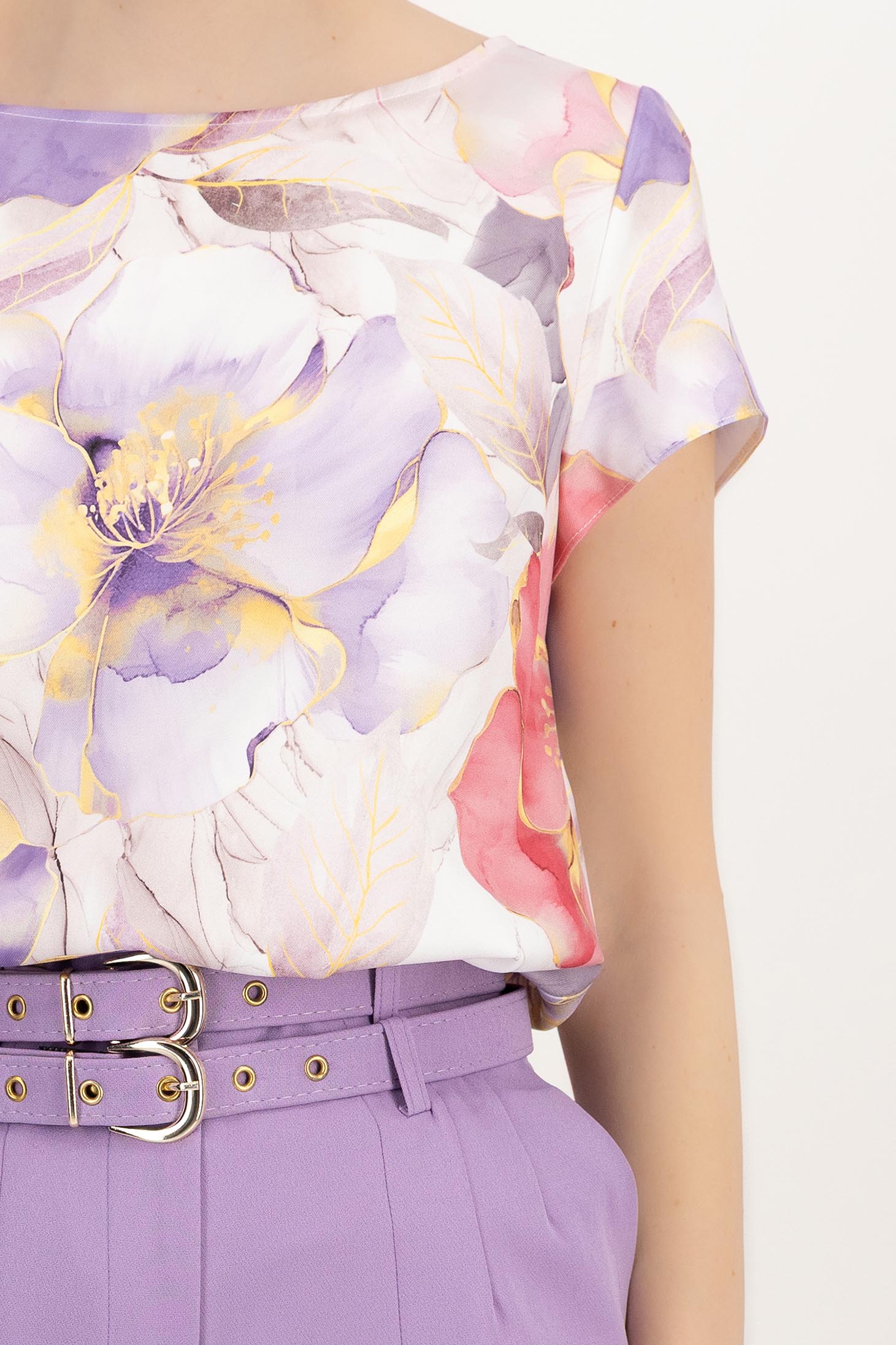 Bluza dama din georgette roz cu croi larg si elastic in talie 6 - StarShinerS.ro