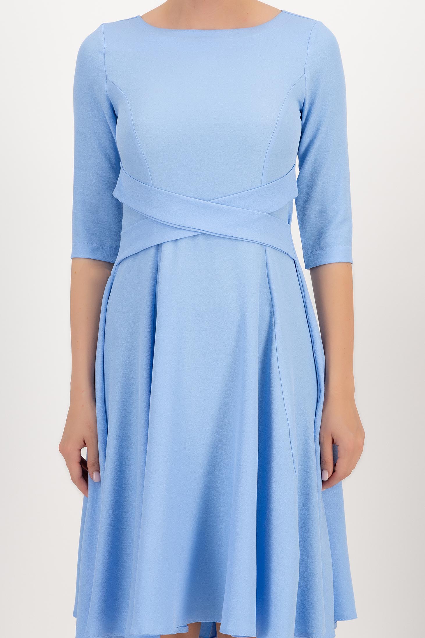 Rochie din georgette albastra midi in clos accesorizata cu cordoane decorative - StarShinerS 4 - StarShinerS.ro