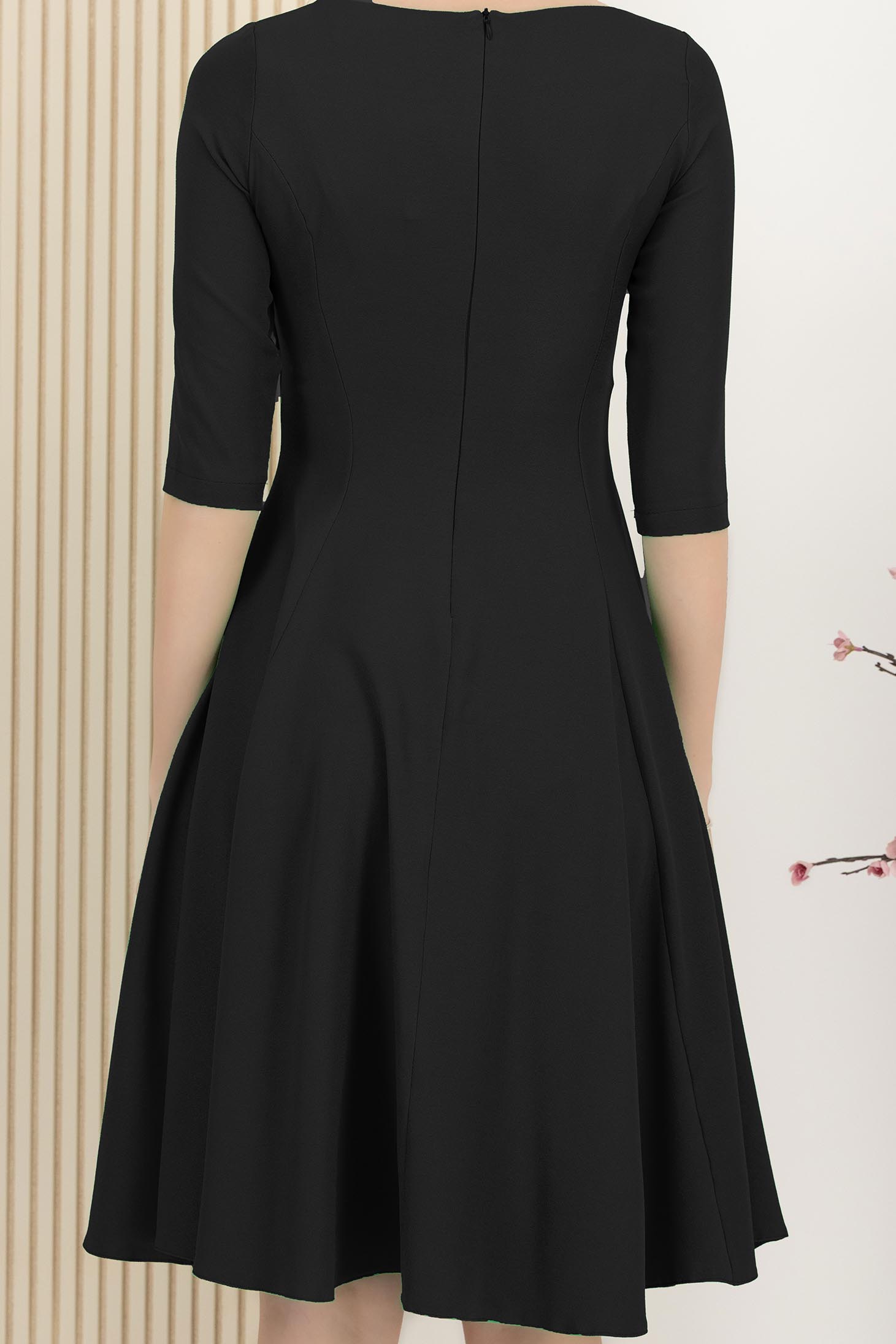 Rochie din georgette neagra midi in clos accesorizata cu cordoane decorative - StarShinerS 4 - StarShinerS.ro
