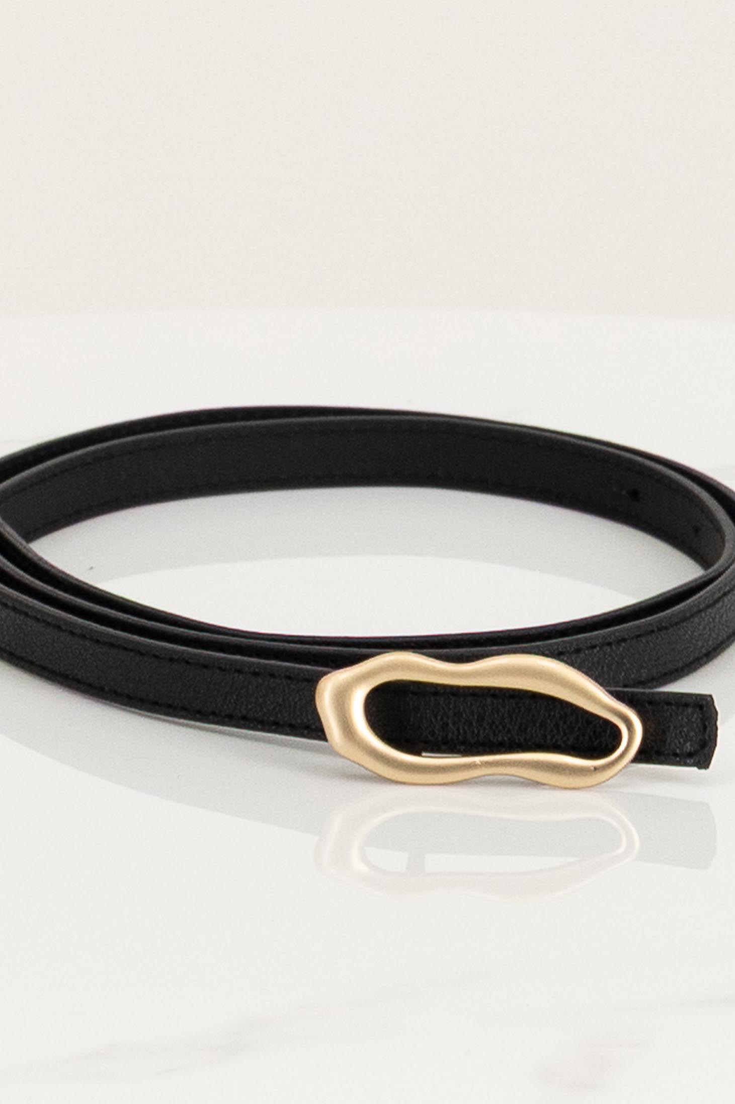 Curea din piele ecologica neagra cu catarama decorativa 3 - StarShinerS.ro