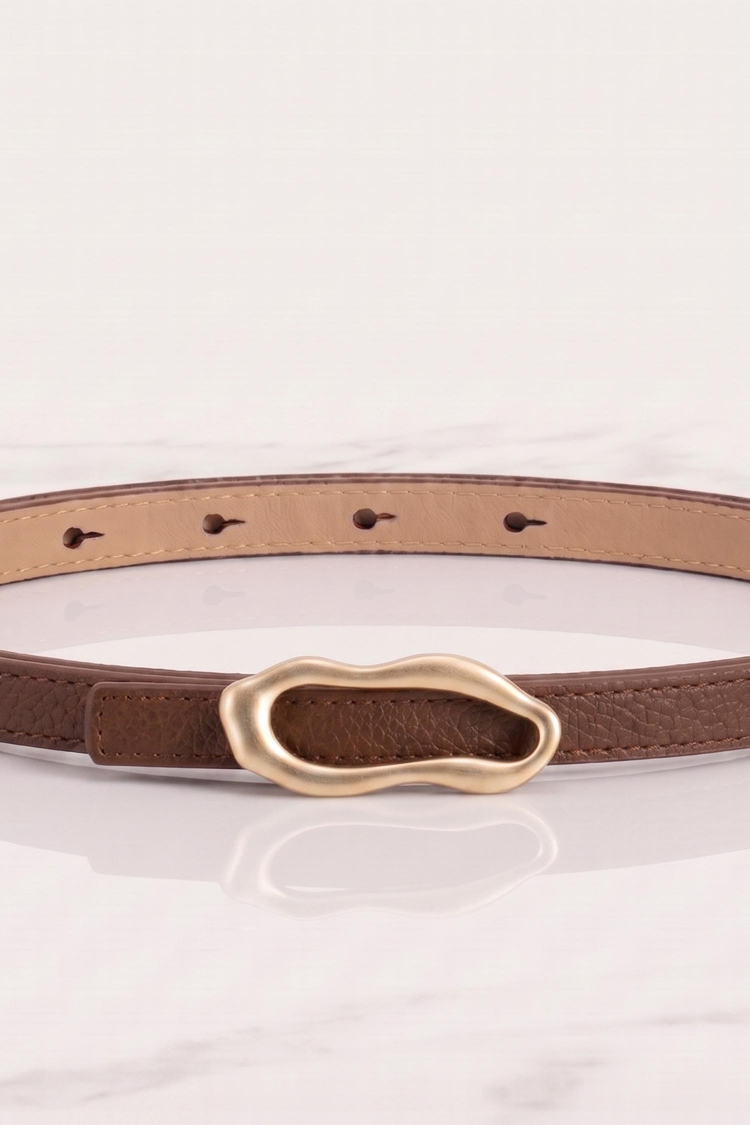 Curea din piele ecologica maro cu catarama decorativa 3 - StarShinerS.ro