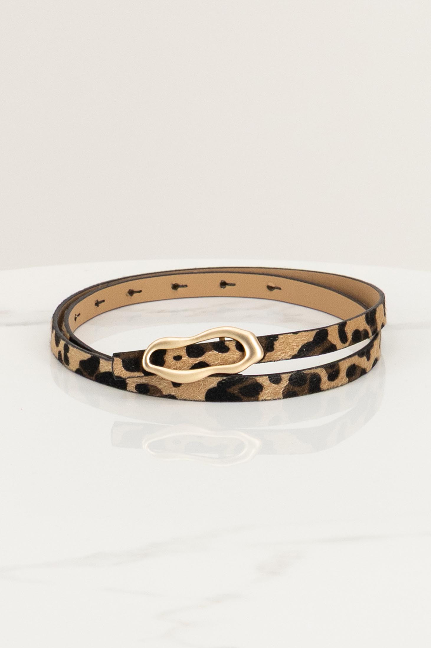 Curea din piele ecologica maro cu catarama decorativa si imprimeu animalier 2 - StarShinerS.ro