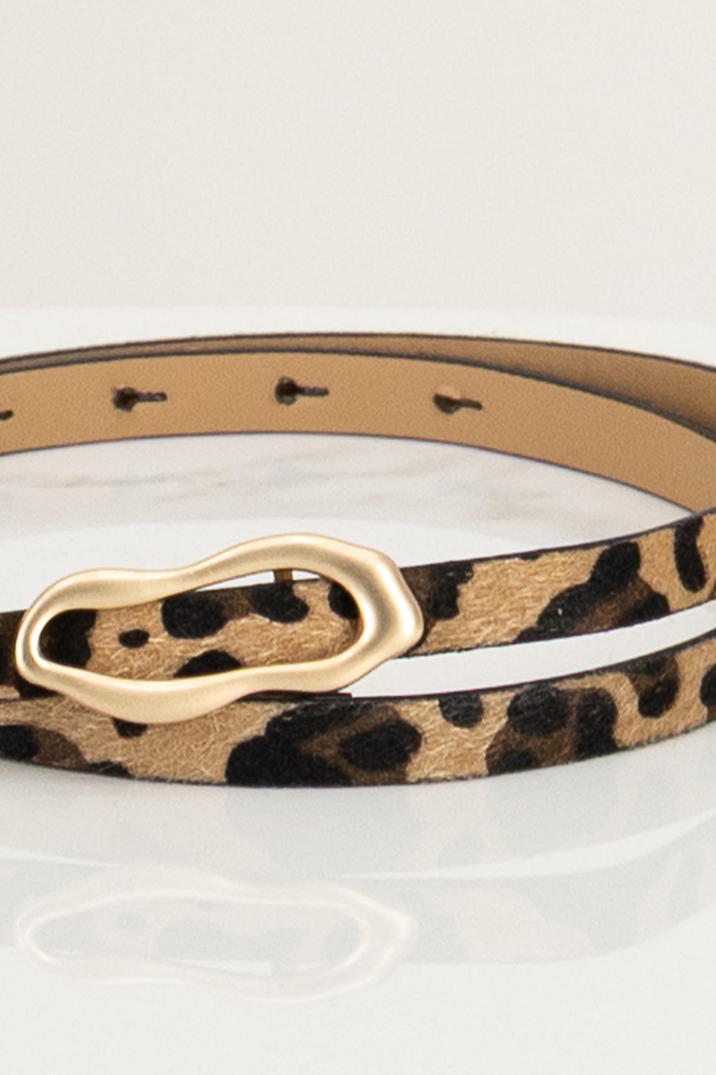 Curea din piele ecologica maro cu catarama decorativa si imprimeu animalier 5 - StarShinerS.ro