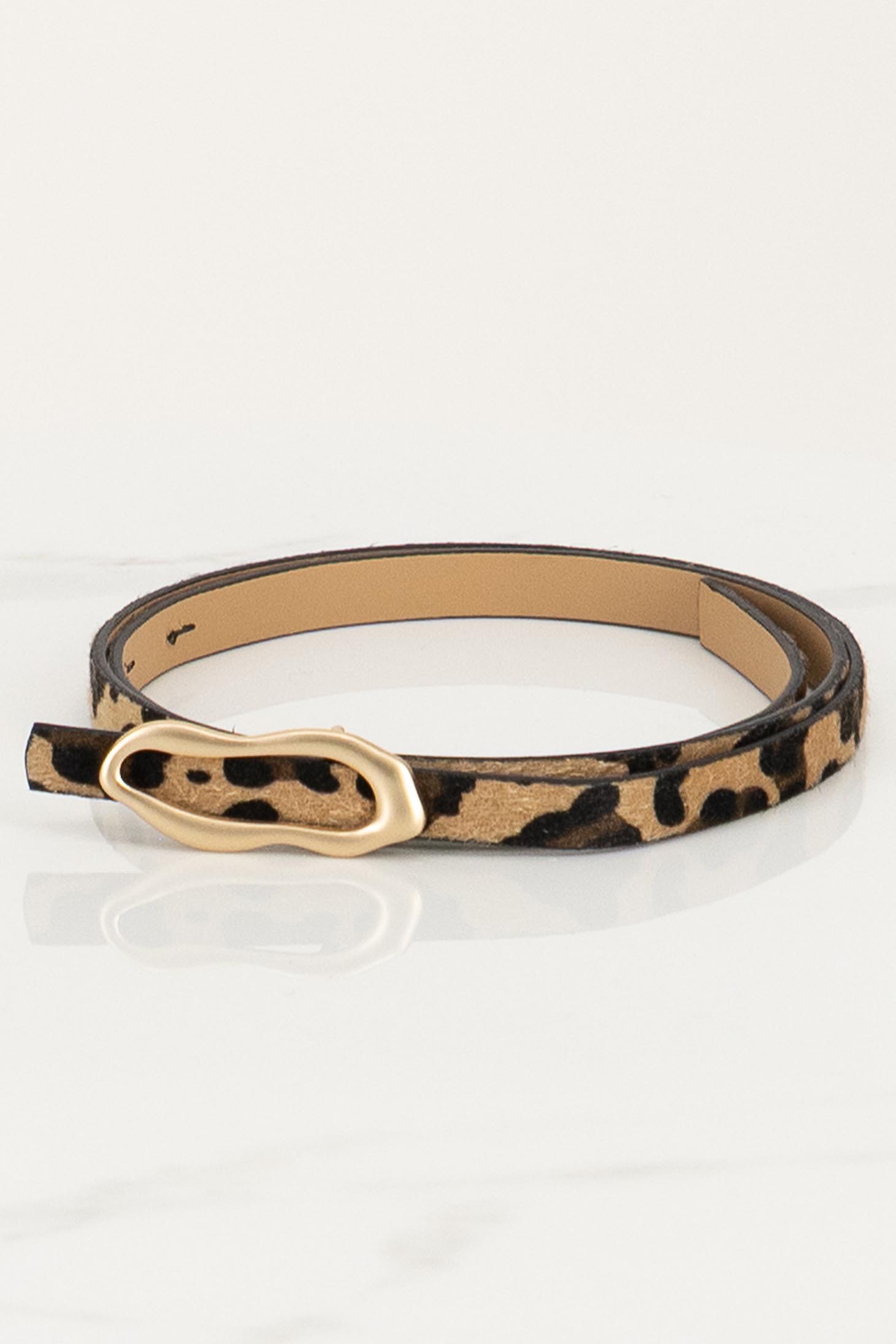 Curea din piele ecologica maro cu catarama decorativa si imprimeu animalier 3 - StarShinerS.ro