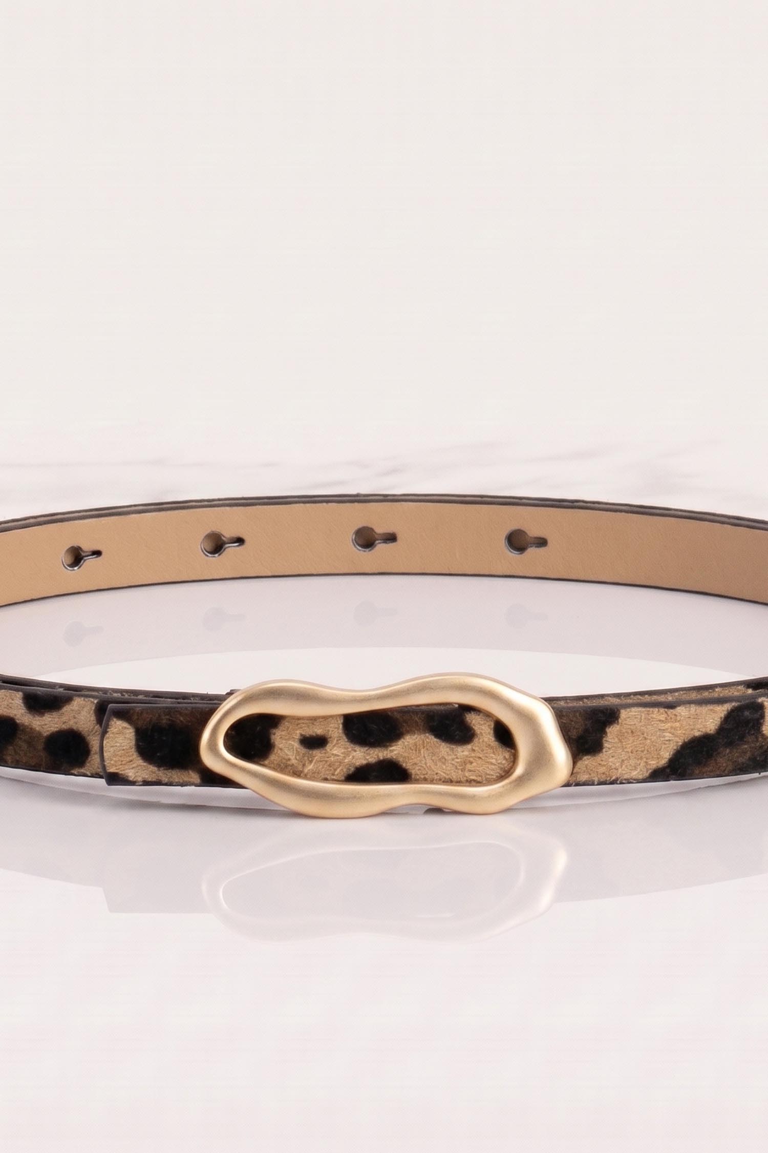 Curea din piele ecologica maro cu catarama decorativa si imprimeu animalier 2 - StarShinerS.ro