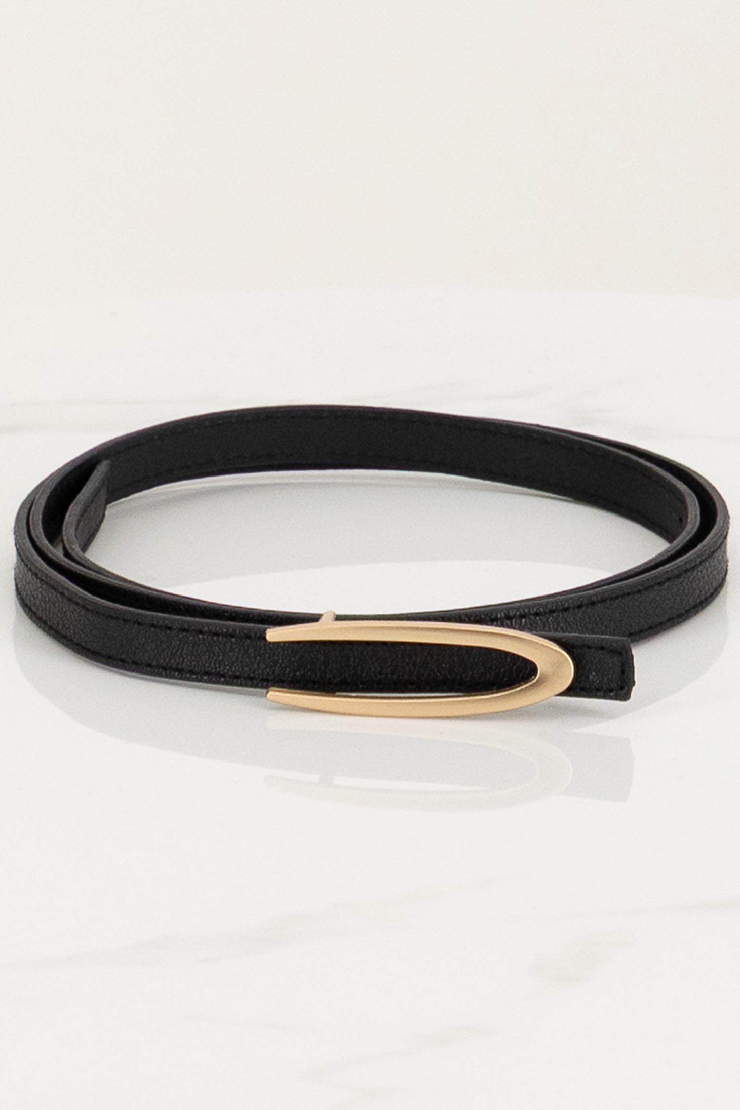 Curea din piele ecologica neagra cu catarama decorativa 3 - StarShinerS.ro