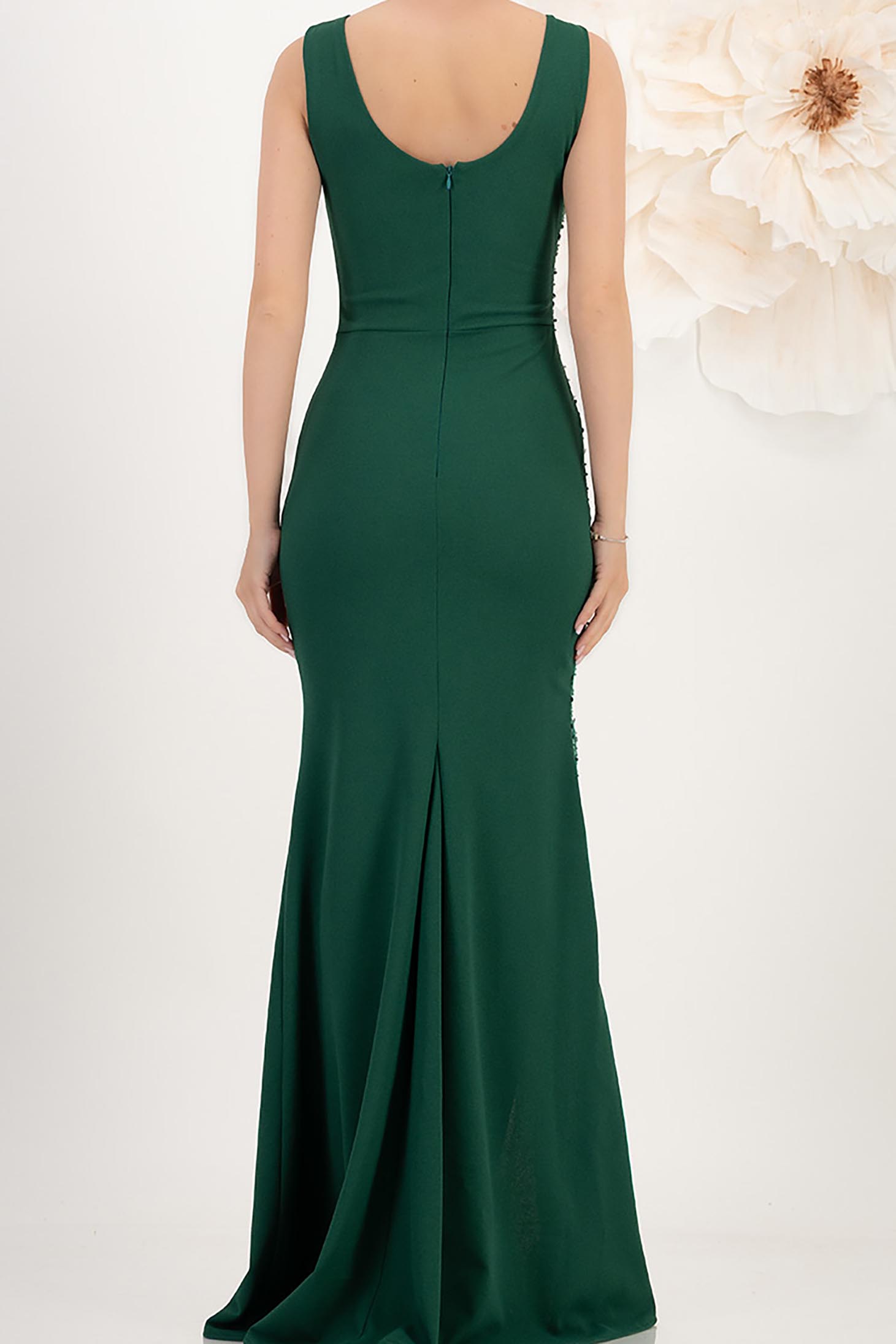 Rochie tip sirena din crep si paiete verde cu detaliu pe umar - StarShinerS 5 - StarShinerS.ro