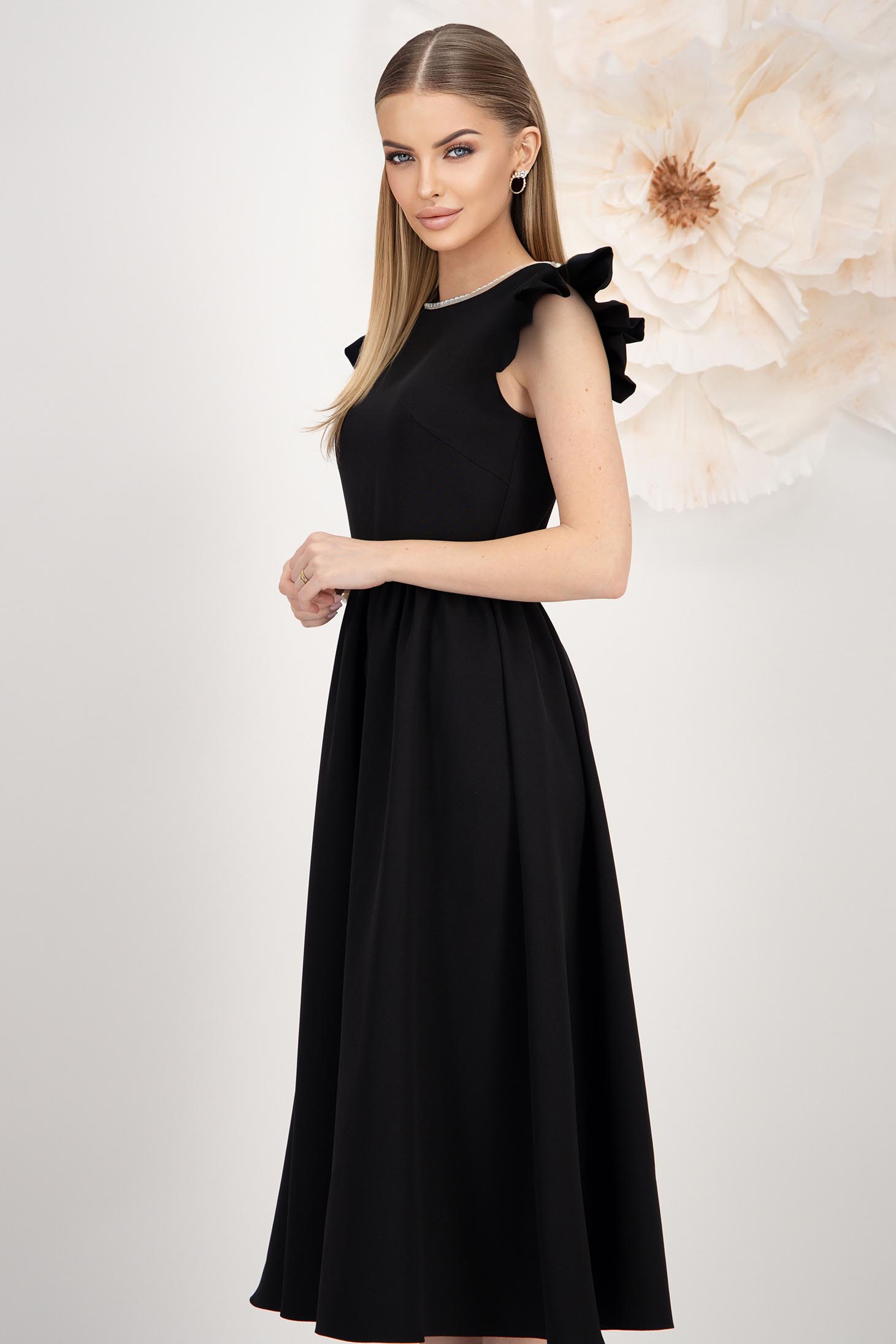 StarShinerS crno haljina midi tkanine cloche 3 - StarShinerS.hr