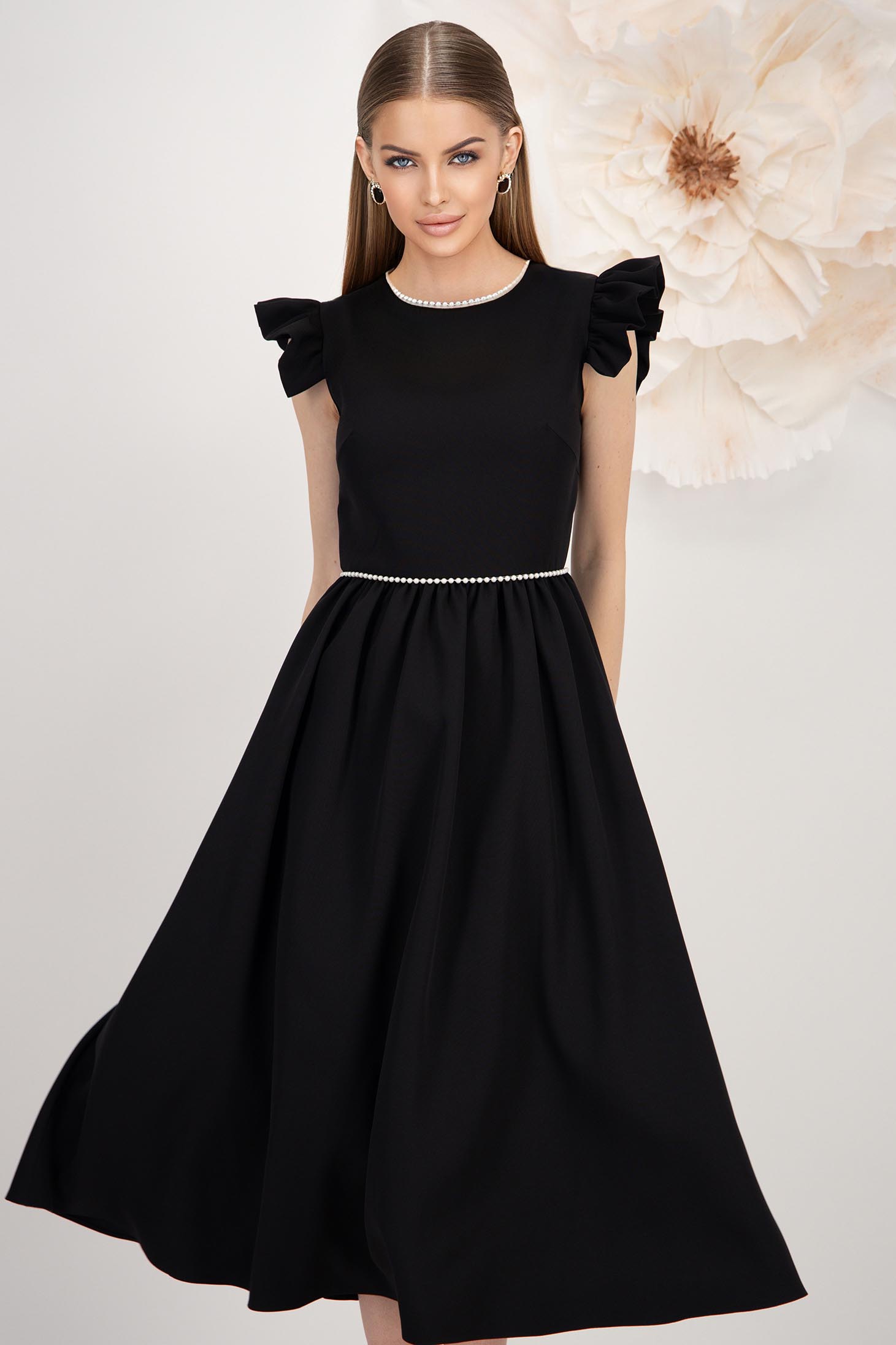 StarShinerS crno haljina midi tkanine cloche 2 - StarShinerS.hr