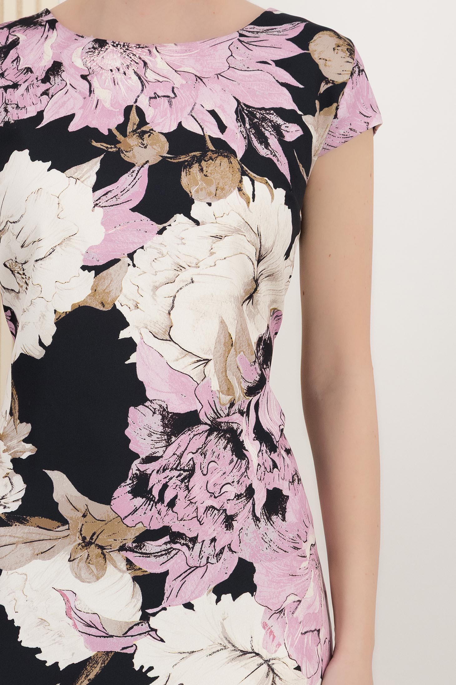 Rochie din stofa elastica scurta cu un croi drept si imprimeu floral 6 - StarShinerS.ro