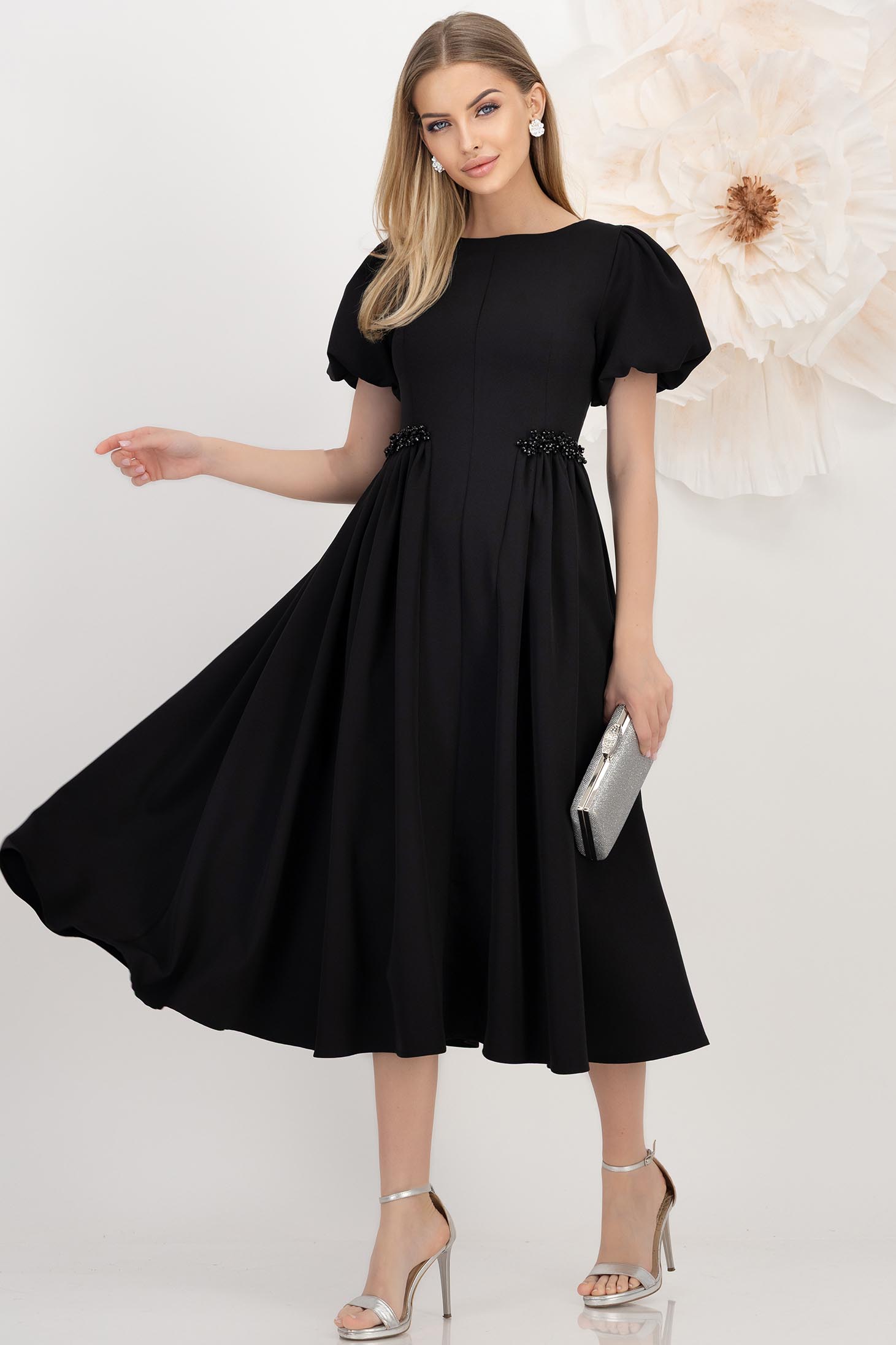 StarShinerS crno haljina midi tkanine cloche 3 - StarShinerS.hr